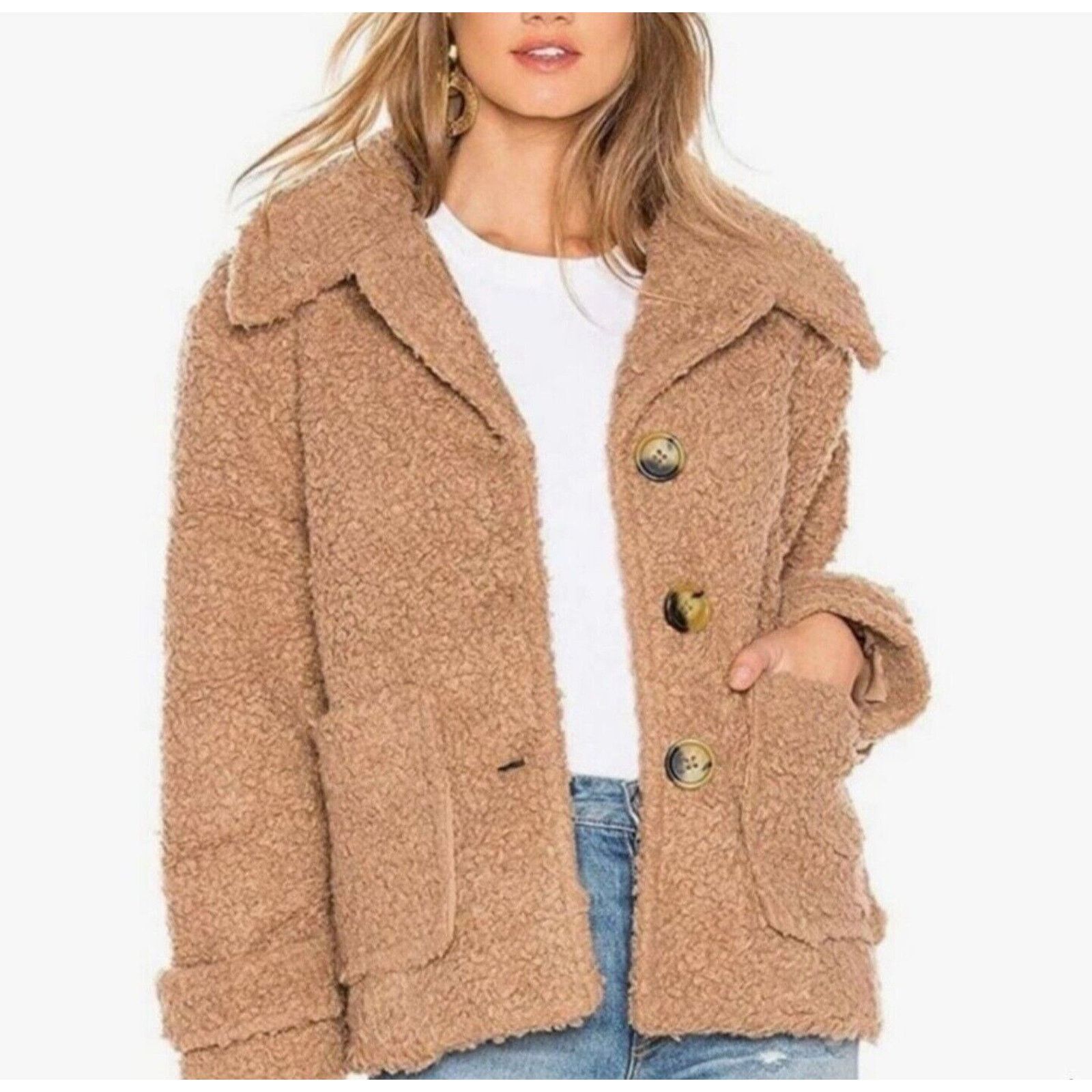 Free People Free People Oversized Teddy Sherpa Soft Cozy Coat Jacket Size XS / US 0-2 / IT 36-38 - 1 Thumbnail