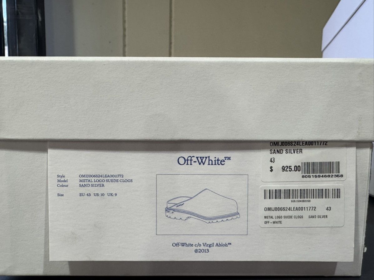 Off-White Off White Metal Logo Suede Clogs Size US 10 / EU 43 - 2 Thumbnail
