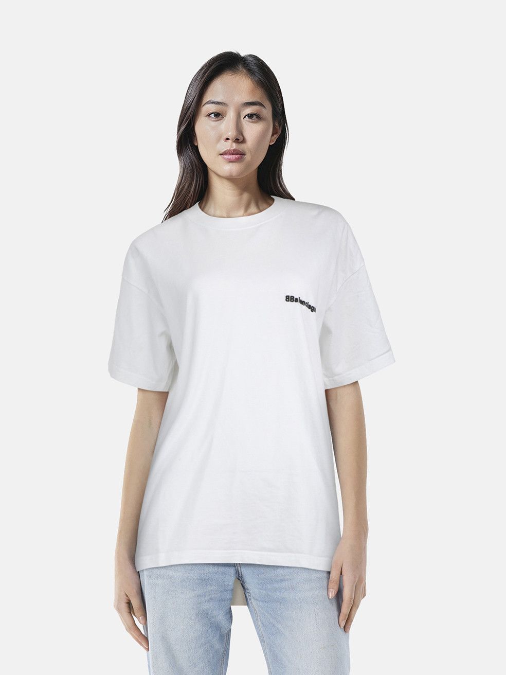 Balenciaga White Embroidered Logo T-Shirt Size S / US 4 / IT 40 - 1 Thumbnail