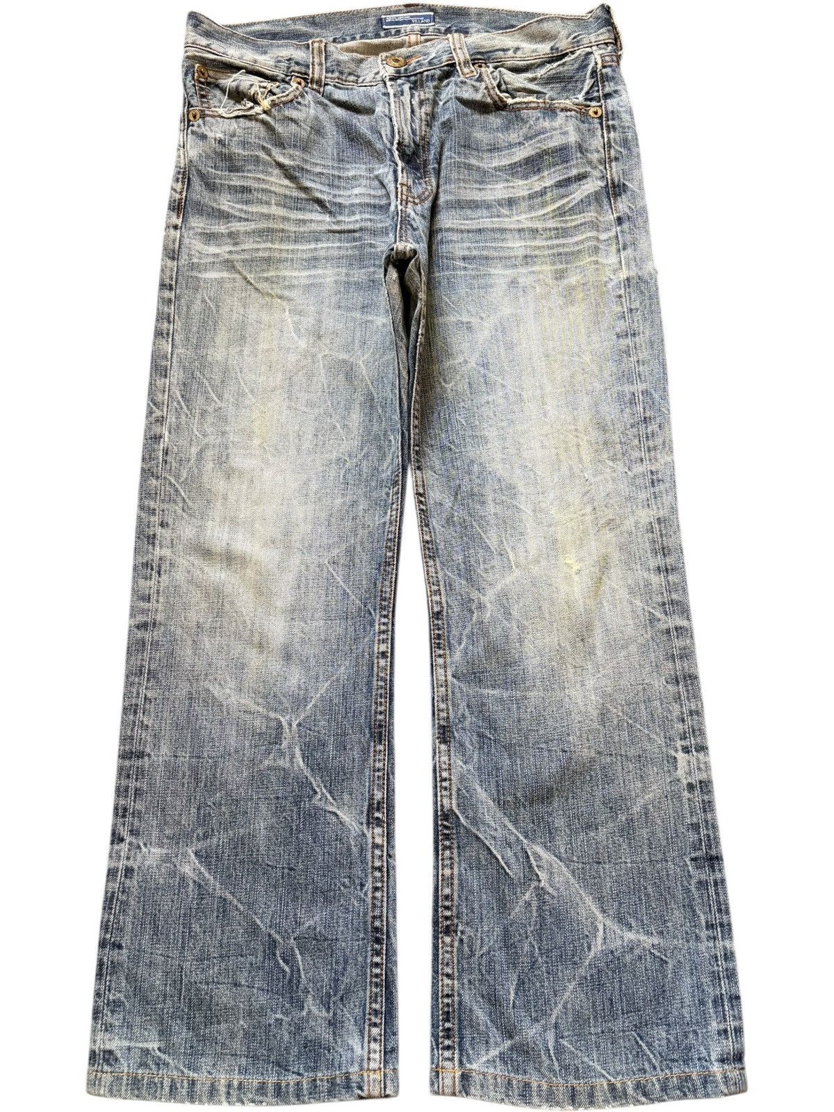 Vintage Japanese Brand Faded Crack Wash Distress Jeans