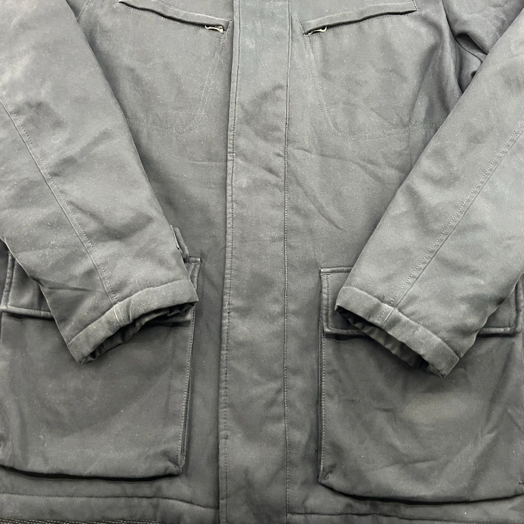 Vintage Boggi Milano Army Style Jacket Coat Mens Large Black Quilted Lining Hood M65 Size US L / EU 52-54 / 3 - 4 Thumbnail