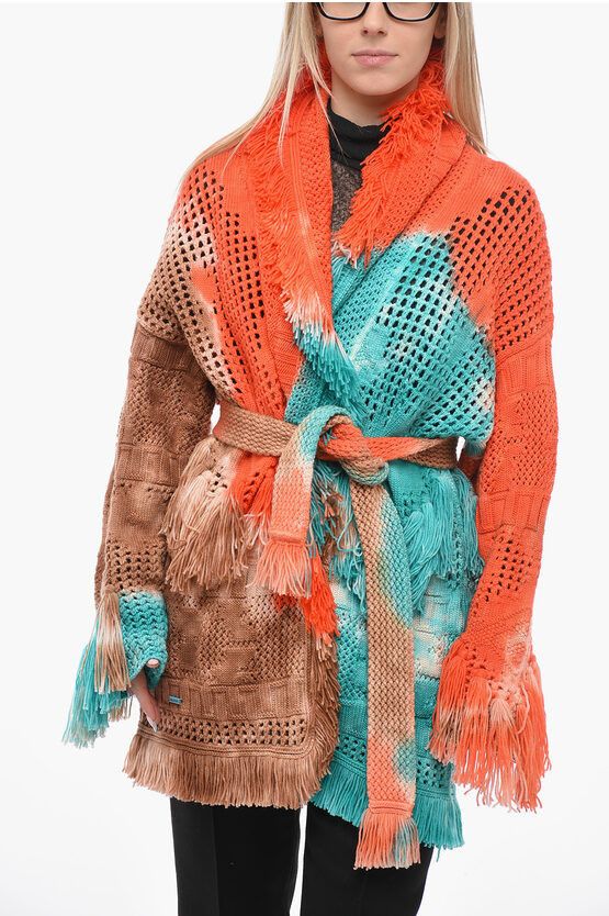 image of Alanui Knit Wool Cardigan With Decorative Fringe, Women's (Size XS)