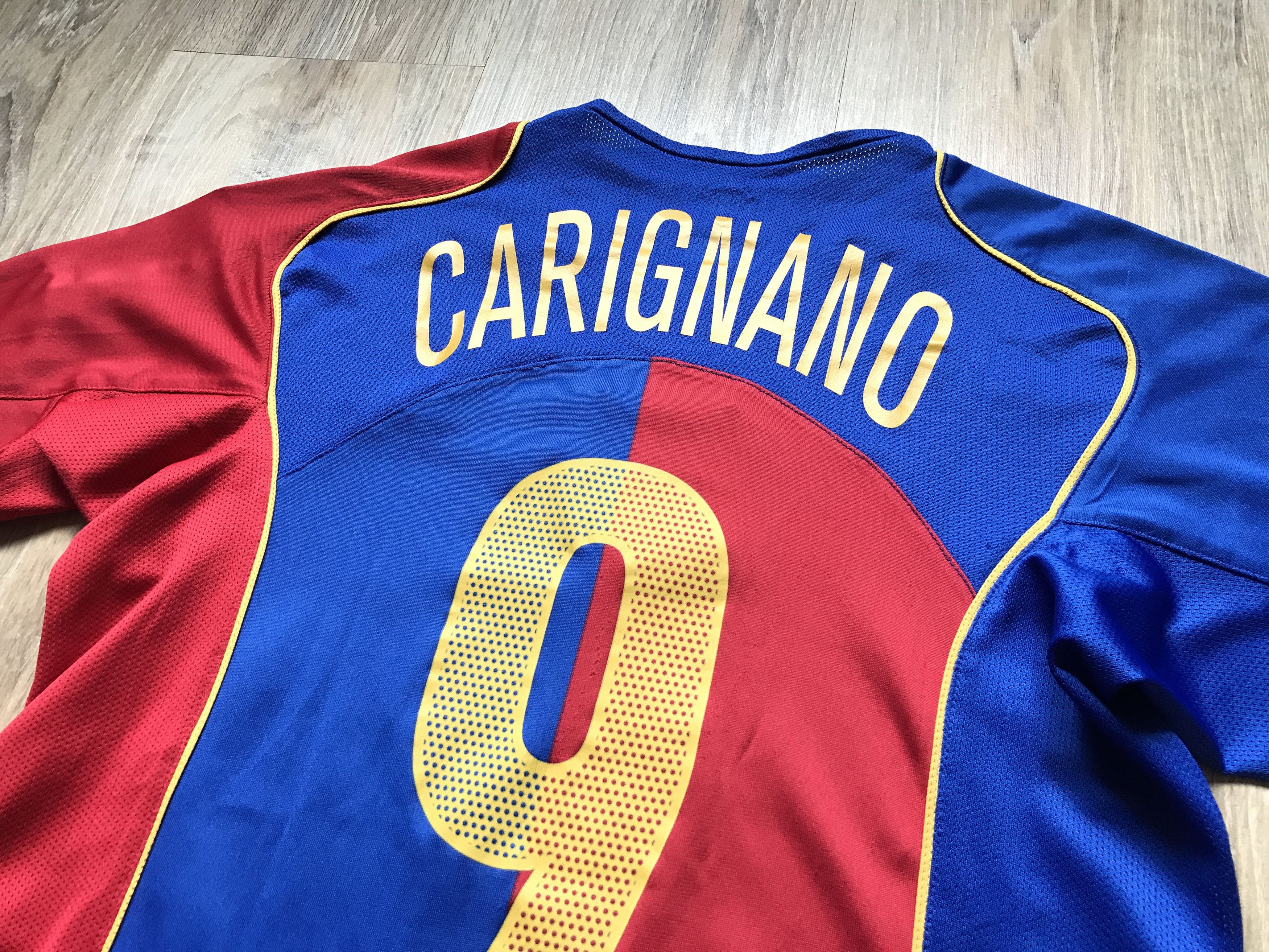 Nike × Vintage Vintage Nike Basel Home Shirt #9 Carignano 2004-2005 Size US S / EU 44-46 / 1 - 8 Thumbnail