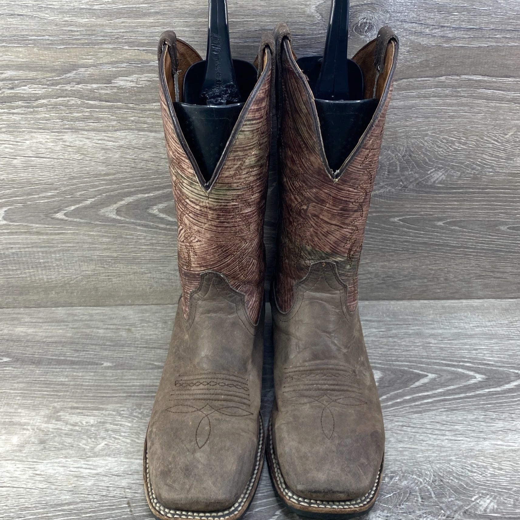 Vintage Circle G Men's 7.5 D Brown Leather Square Toe Cowboy Western Boots Distressed Size US 8 / EU 41 - 3 Thumbnail