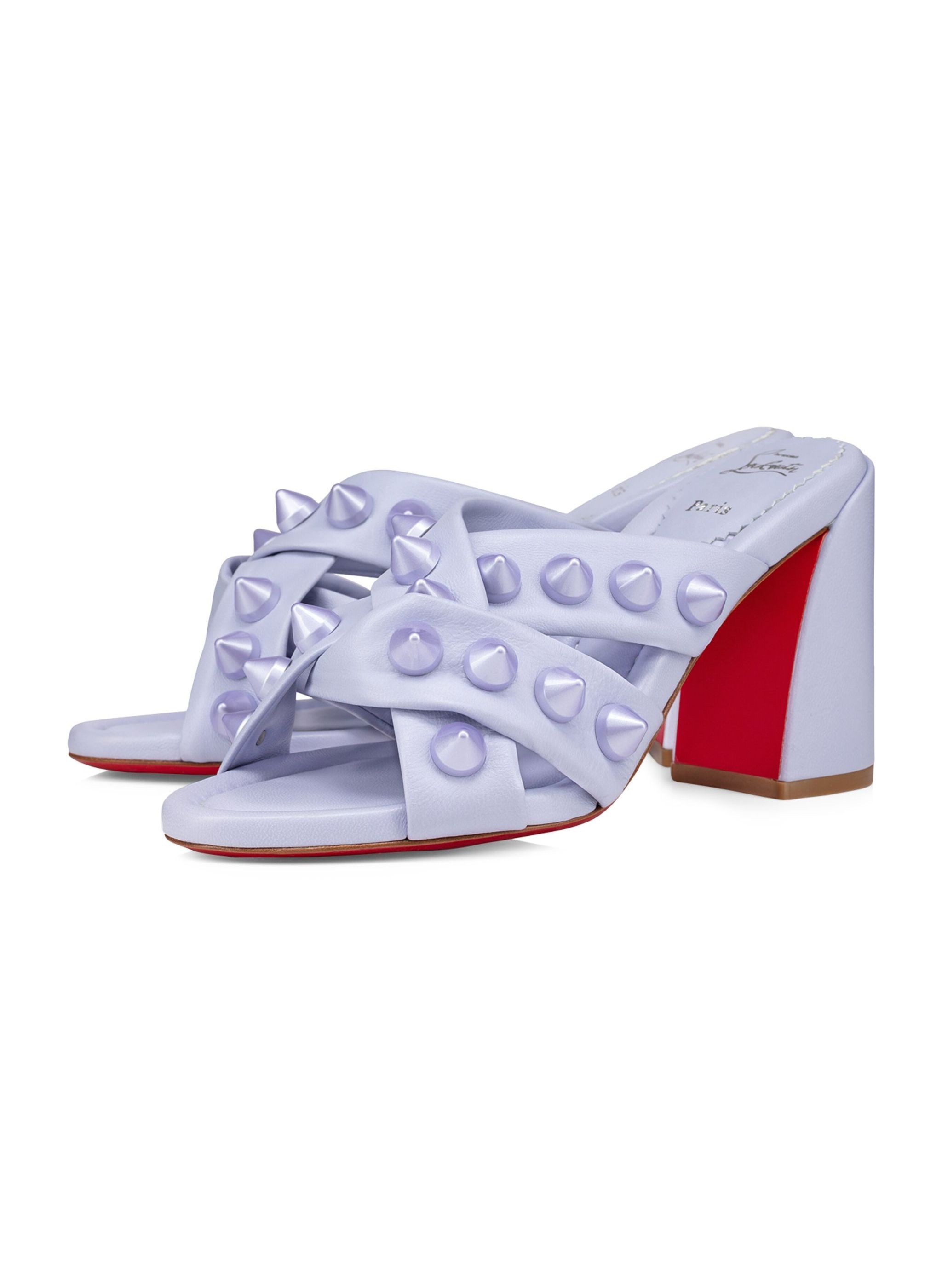 Christian Louboutin CHRISTIAN LOUBOUTIN Spika Club lavender leather mule sandals Size US 7.5 / IT 37.5 - 1 Thumbnail