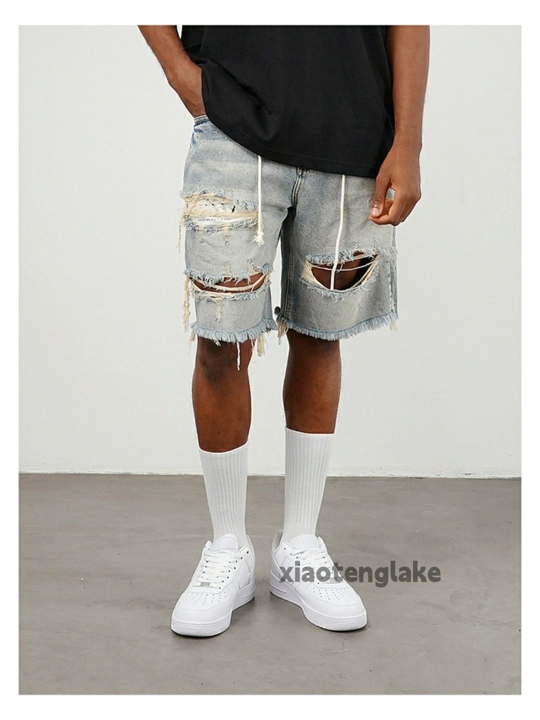 Jean × Vintage washed faded skate hiphop damaged ripped shorts Size US 36 / EU 52 - 9 Thumbnail