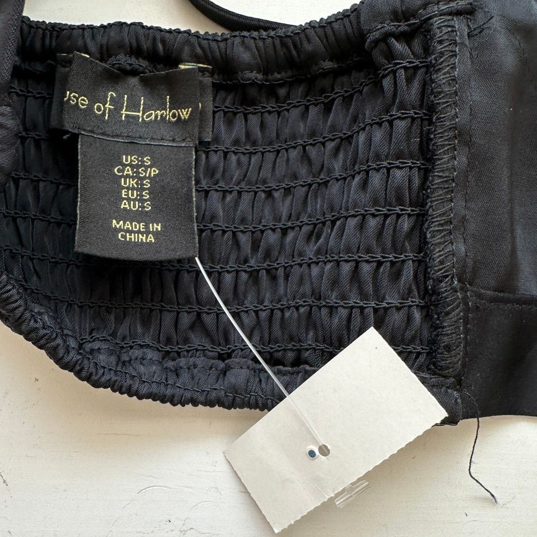 House of Harlow NWT House of Harlow 1960 Black Satin Smocked Back Bralette S Size S / US 4 / IT 40 - 8 Thumbnail