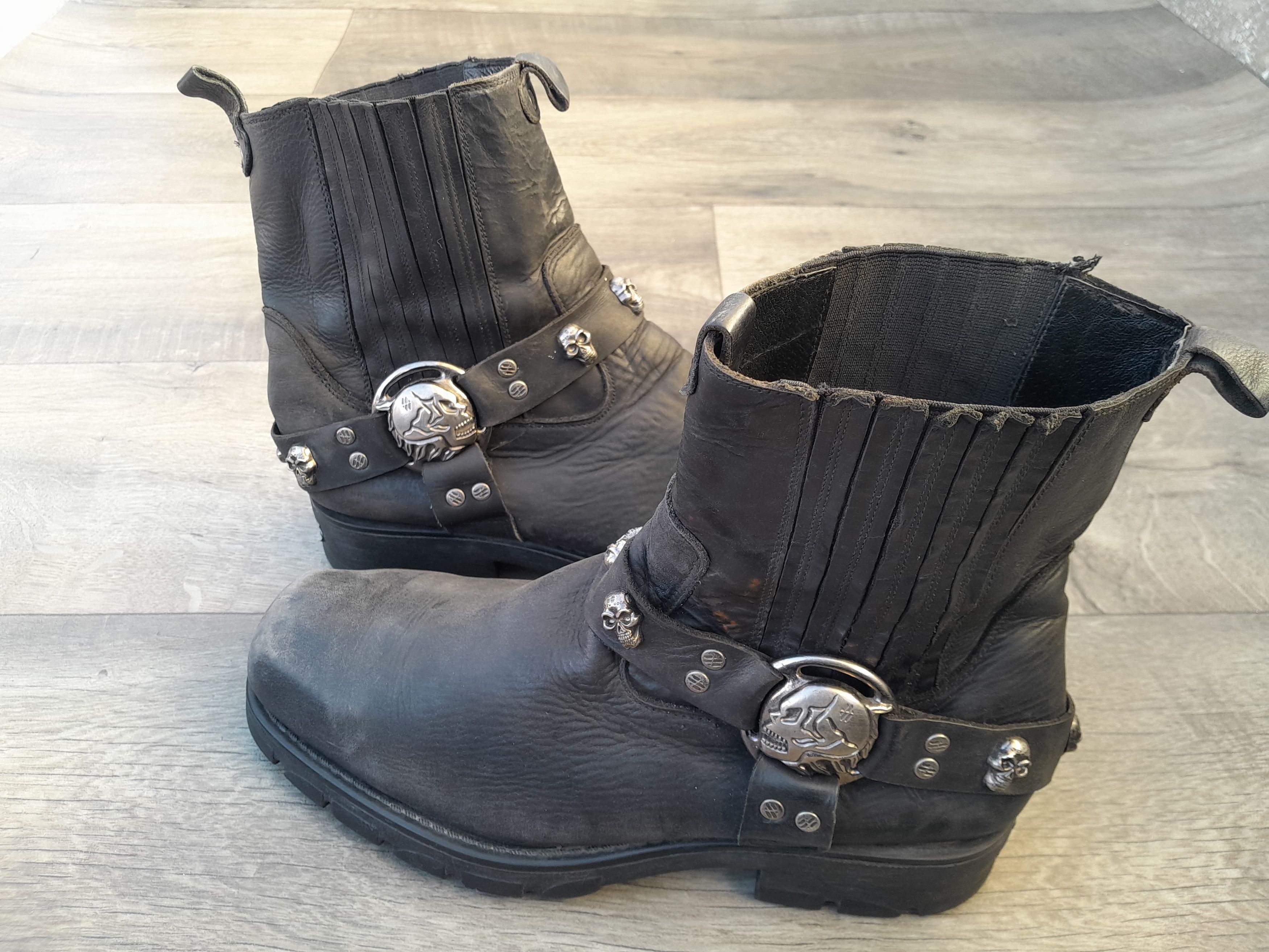 New Rock New Rock M.7621-S1 black leather motorcycle ankle boots Size US 10 / EU 43 - 3 Thumbnail