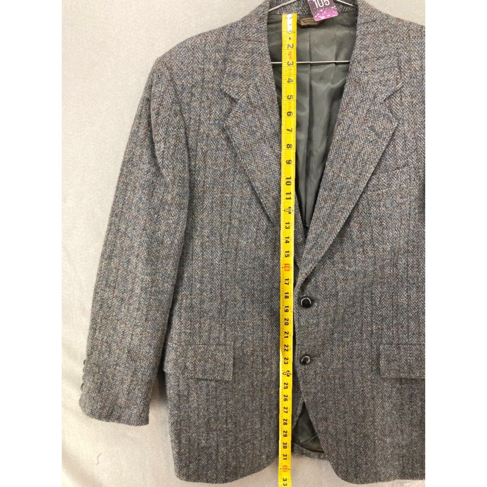 Vintage VINTAGE Kuppenheimer Tweed Blazer Mens 44R Gray Herringbone Sports Coat 90s Bohemian Size 44R - 3 Thumbnail