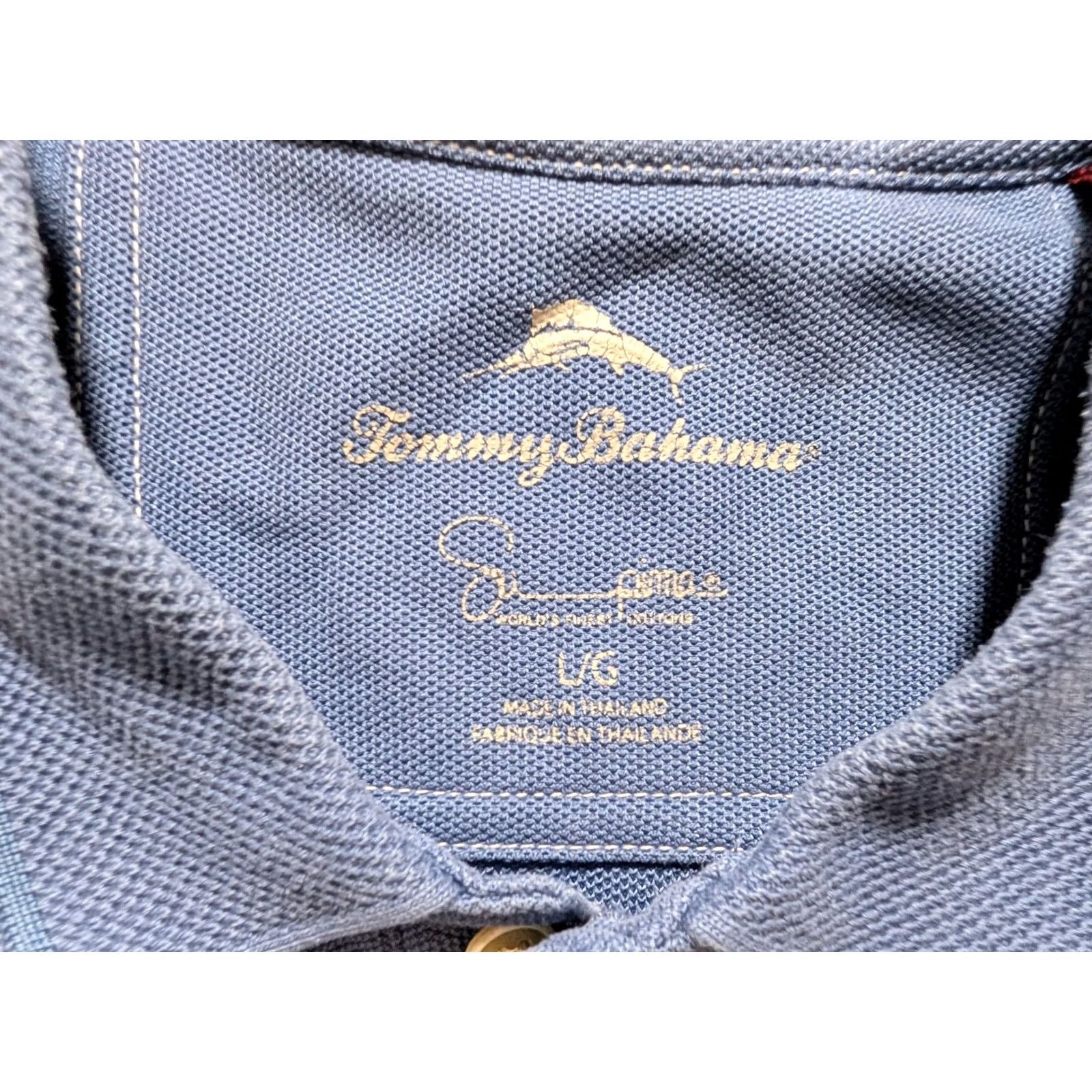 Tommy Bahama Tommy Bahama Polo Shirt Men L Blue Island Zone Supima Short Sleeve Casual Golf Polo Size US L / EU 52-54 / 3 - 3 Thumbnail