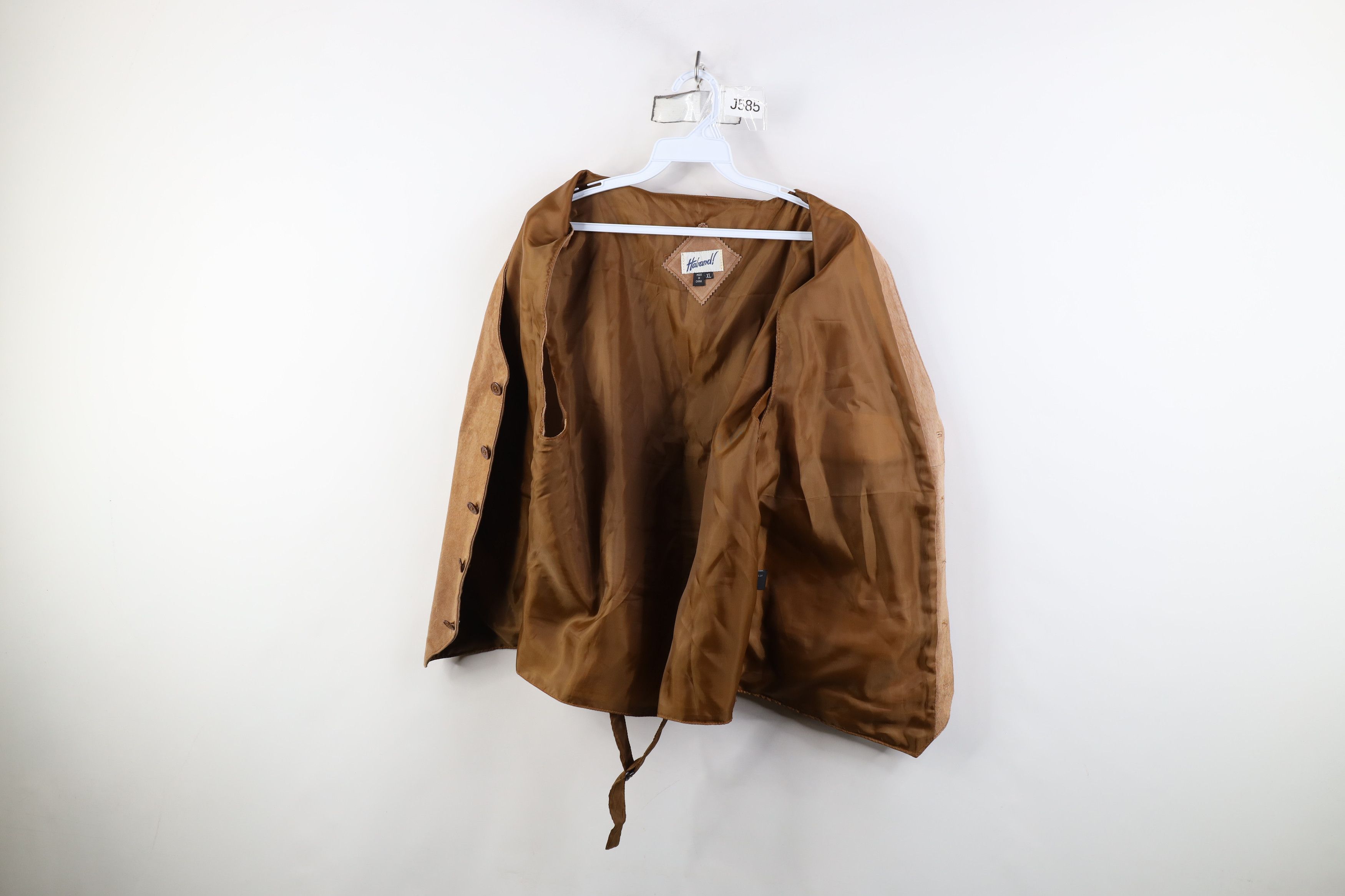 Vintage Vintage 90s Streetwear Back Suede Leather Vest Jacket Brown Size US XL / EU 56 / 4 - 9 Thumbnail