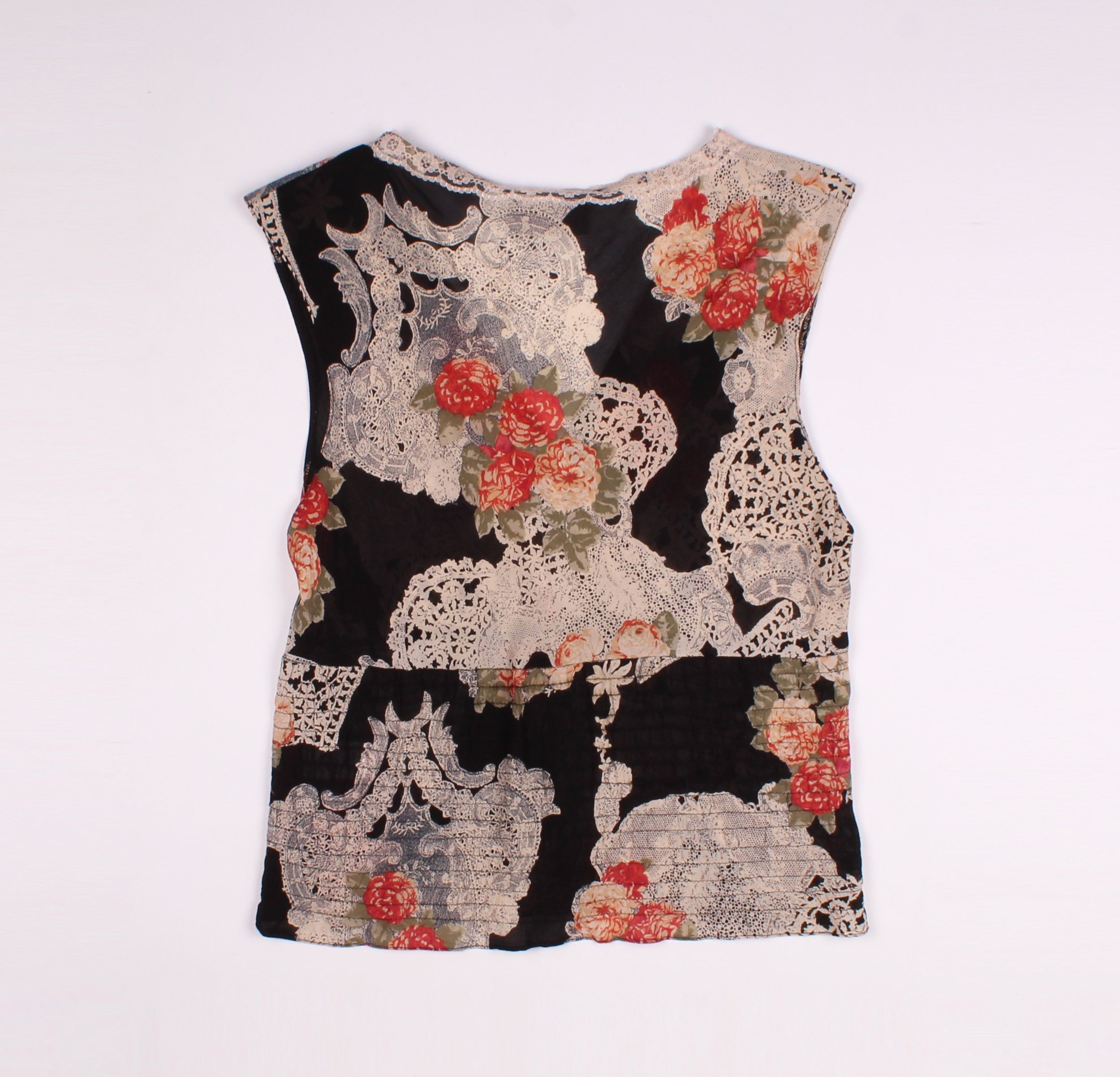 Vintage Vintage Wallis Y2K Mesh Floral V-Neck Blouse Top Size L / US 10 / IT 46 - 9 Thumbnail