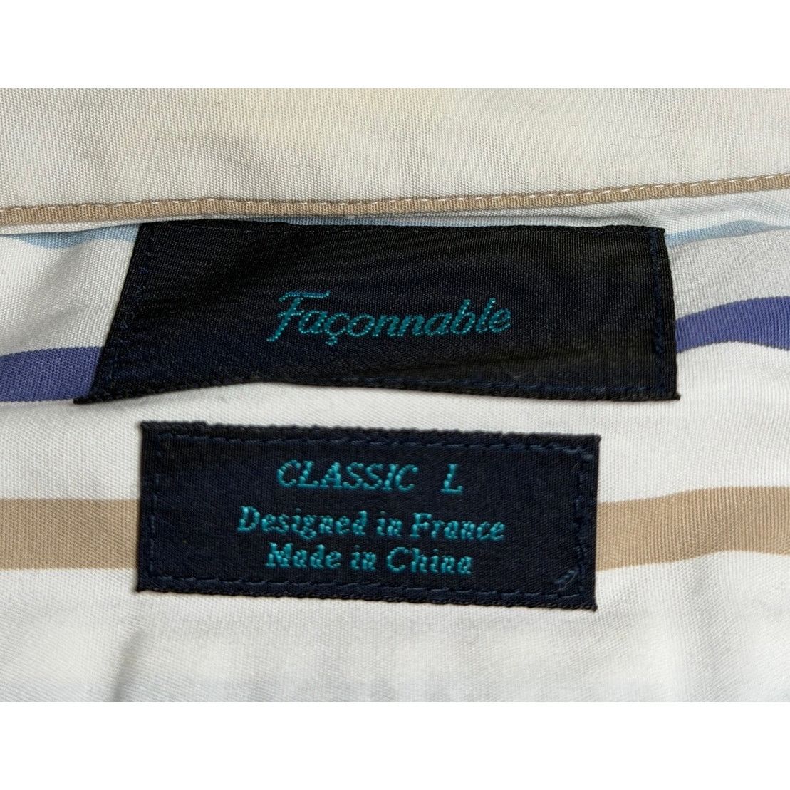 Faconnable Façonnable Striped Button Down Shirt Neutral Blue Size US L / EU 52-54 / 3 - 3 Thumbnail