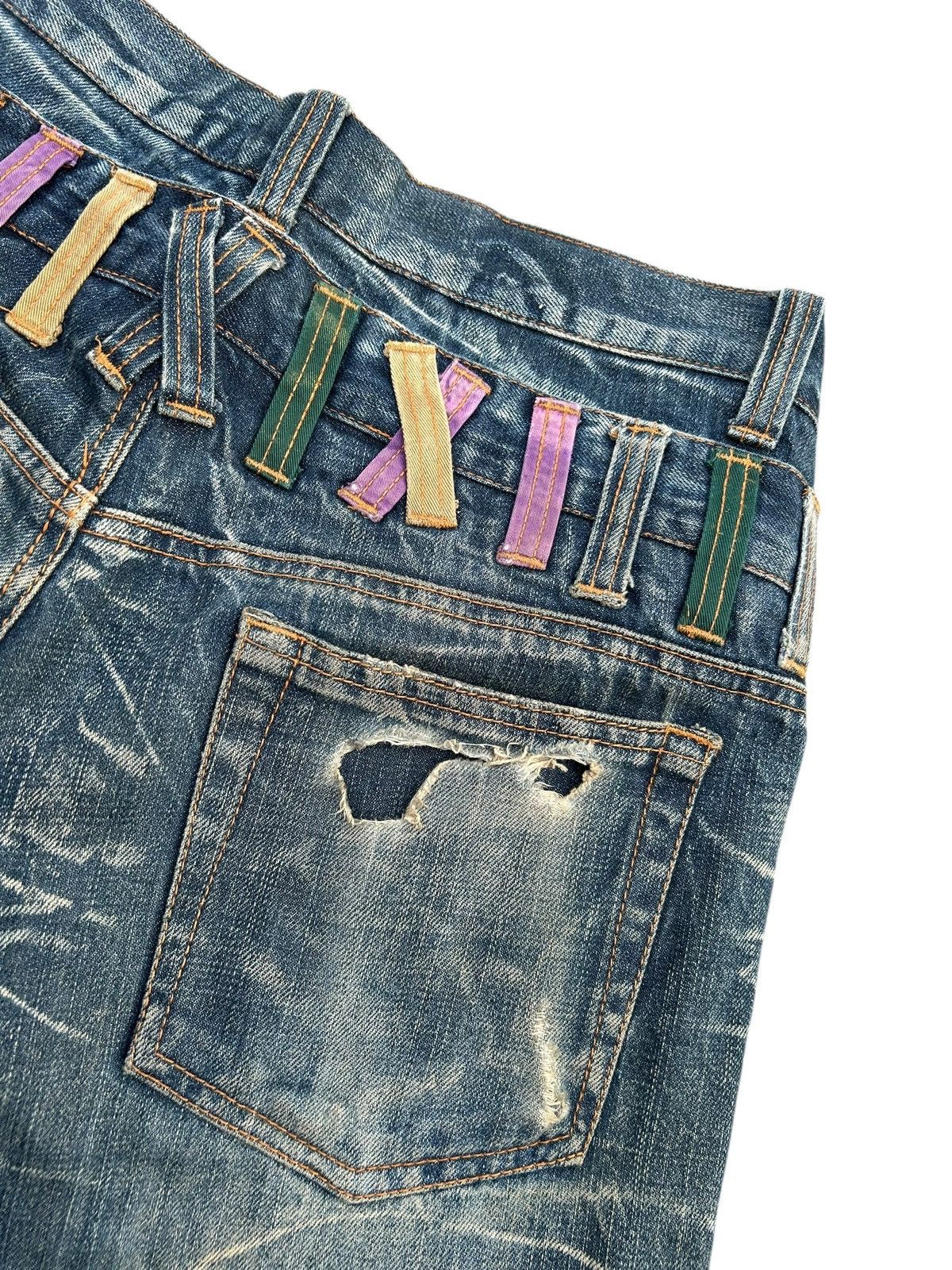 Kapital Nylaus Double Waist Distressed Denim Jeans Size US 32 / EU 48 - 9 Thumbnail