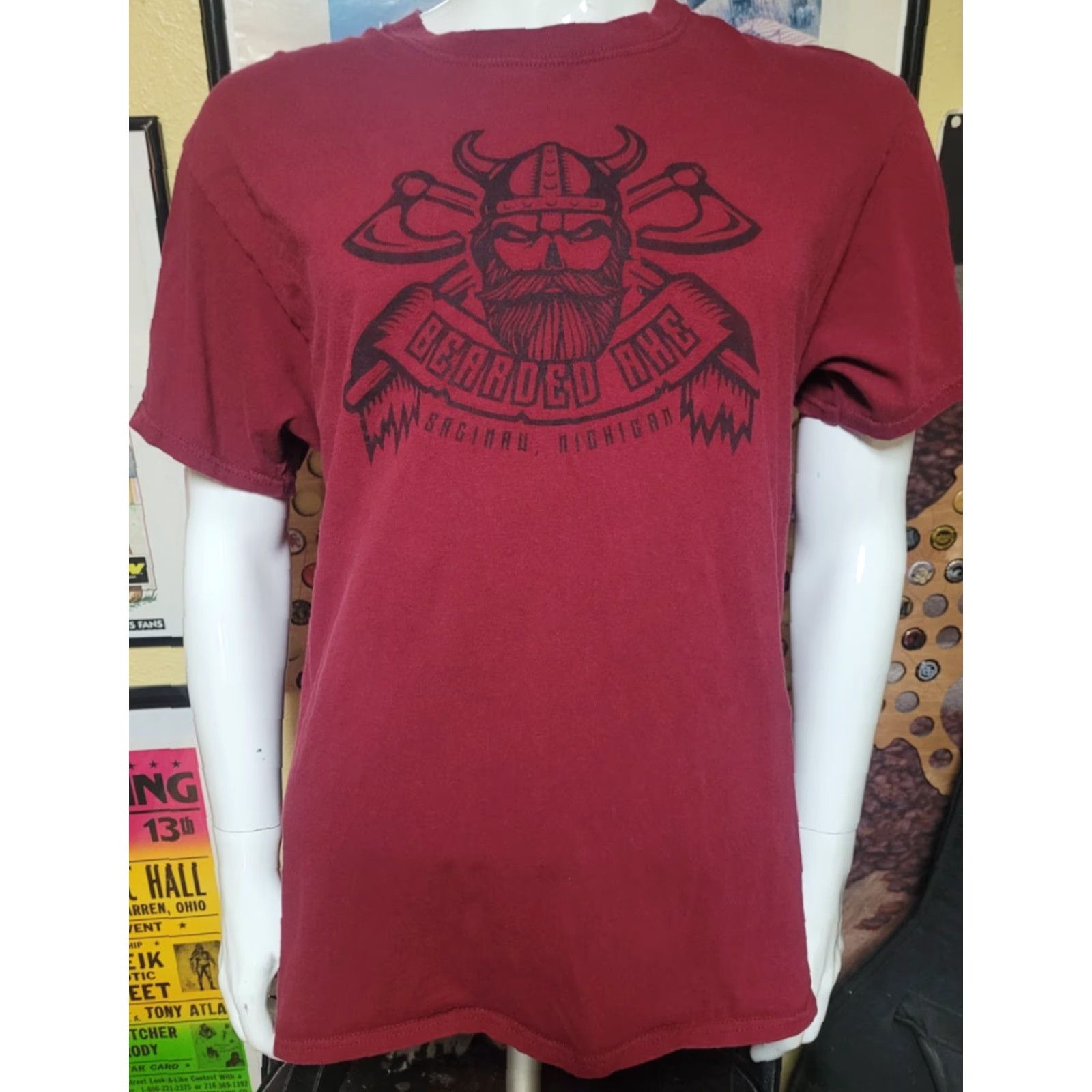 Port & Company Bearded Axe Saginaw T Shirt Large Red Port & Company 100% Cotton Men Crew Neck Short Sleeve Bearded Axe Throwing Logo Bar Restaurant T-Shirt Size US M / EU 48-50 / 2 - 2 Thumbnail