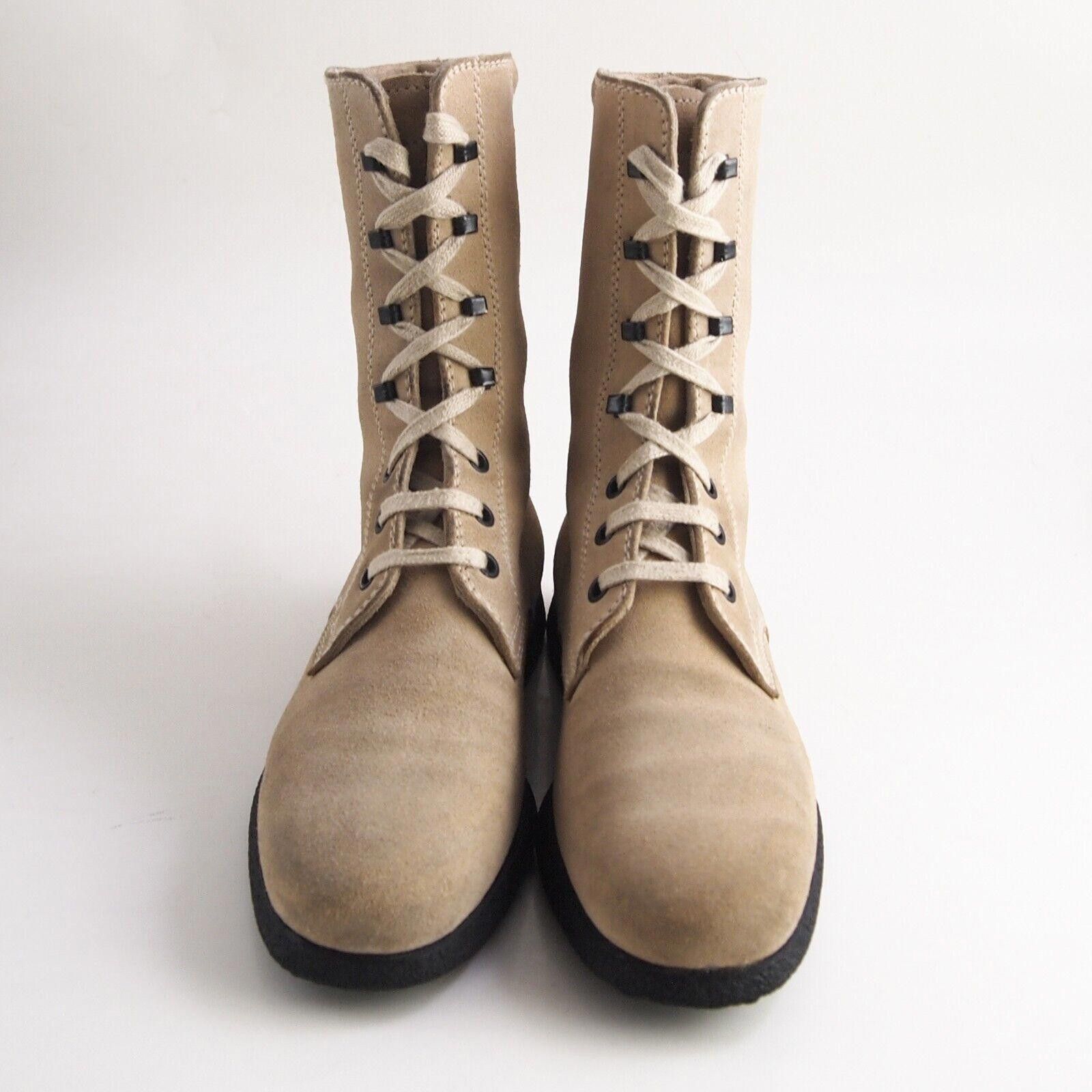 Tod's TODs Combat Boots Beige Suede Womens US 7 EU 37 $620 Size US 7 / IT 37 - 3 Thumbnail