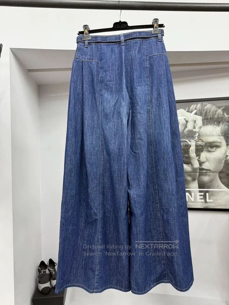 Chanel Blue Shimmer Wide-Leg Jeans.