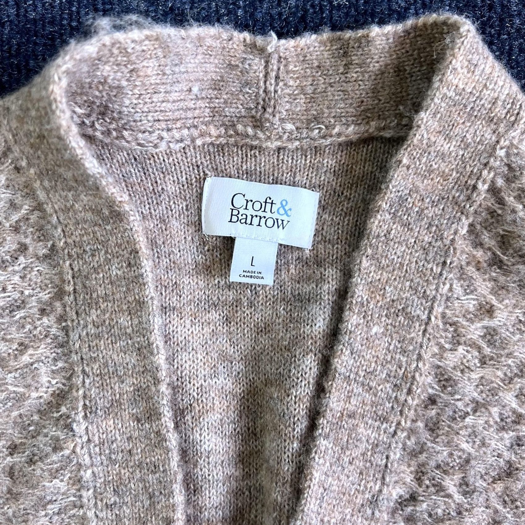 Croft & Barrow Croft & Barrow Cardigan Sweater Womens Large Beige Extra Cozy Open Pockets Knit Size L / US 10 / IT 46 - 3 Thumbnail