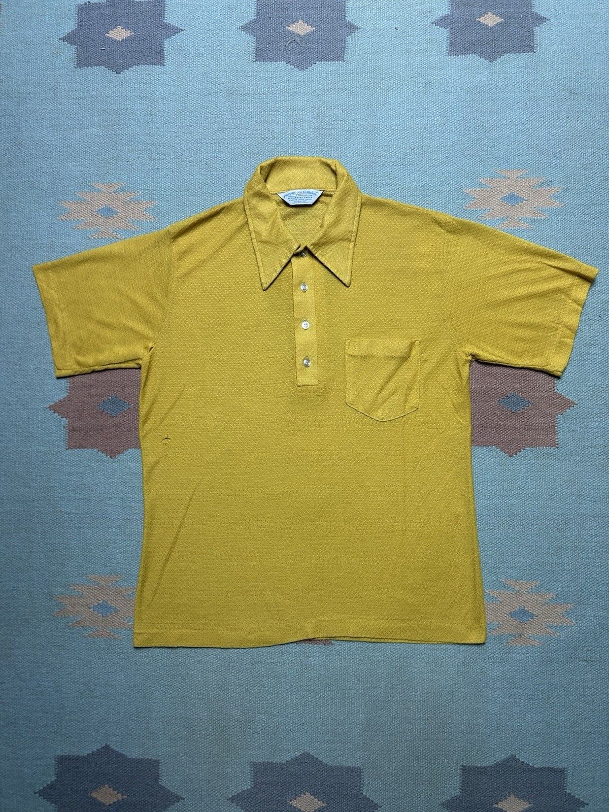 Vintage Vintage 60s 70s polo shirt waffle knit polyester soft medium Size US M / EU 48-50 / 2 - 1 Thumbnail