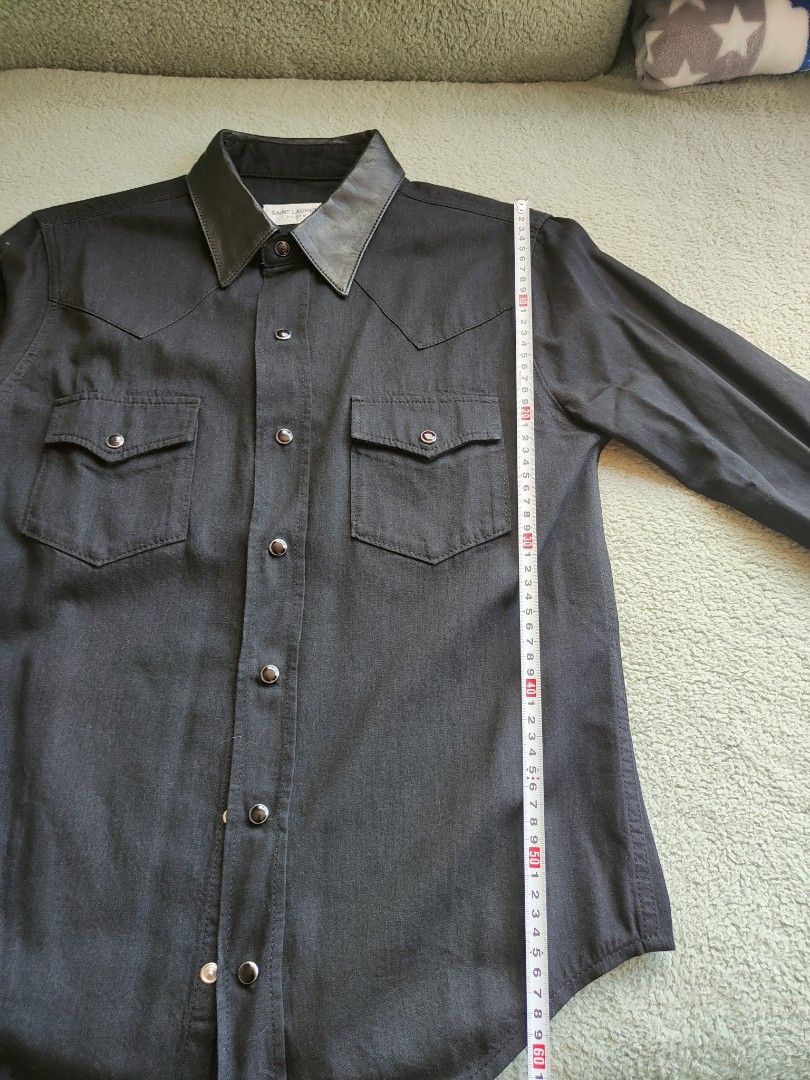 Saint Laurent Paris Saint Laurent Paris Denim Western Shirt leather collar Size US XS / EU 42 / 0 - 6 Thumbnail