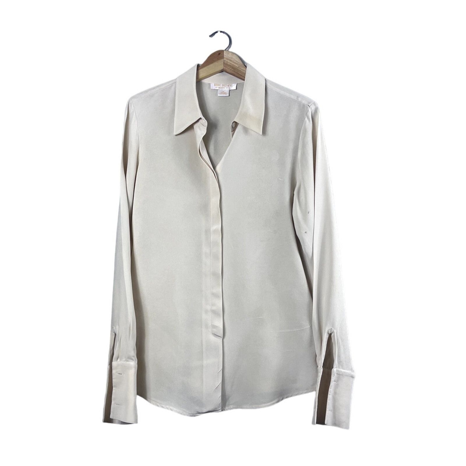 Brooks Brothers Vintage Pale Yellow Silk Brooks Brothers Button Up Shirt 10 Size L / US 10 / IT 46 - 1 Thumbnail