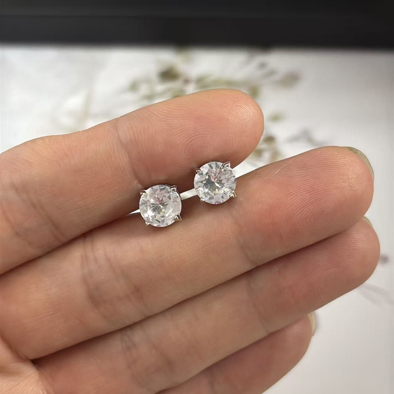 Other 8mm CZ Stud Earrings for Men Women Punk Hip Hop Unisex Style Size ONE SIZE - 5 Thumbnail
