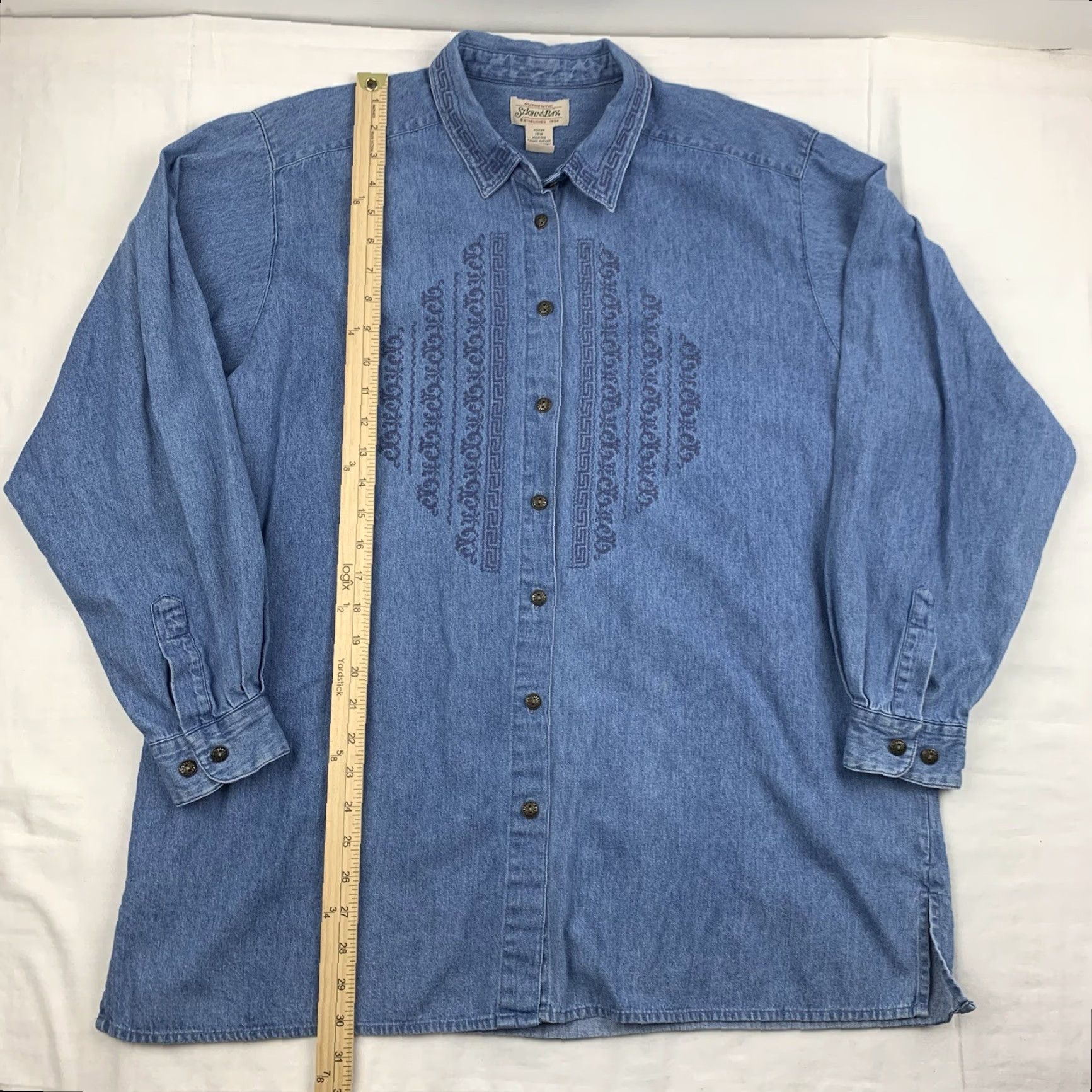 Vintage VINTAGE St. Johns Bay Denim Button Up Shirt Womens 18w Blue Embroidered 90s Y2K Shirt Womens 18w Blue Embroidered 90s Y2K Size XXL / US 16-18 / IT 52-54 - 6 Thumbnail