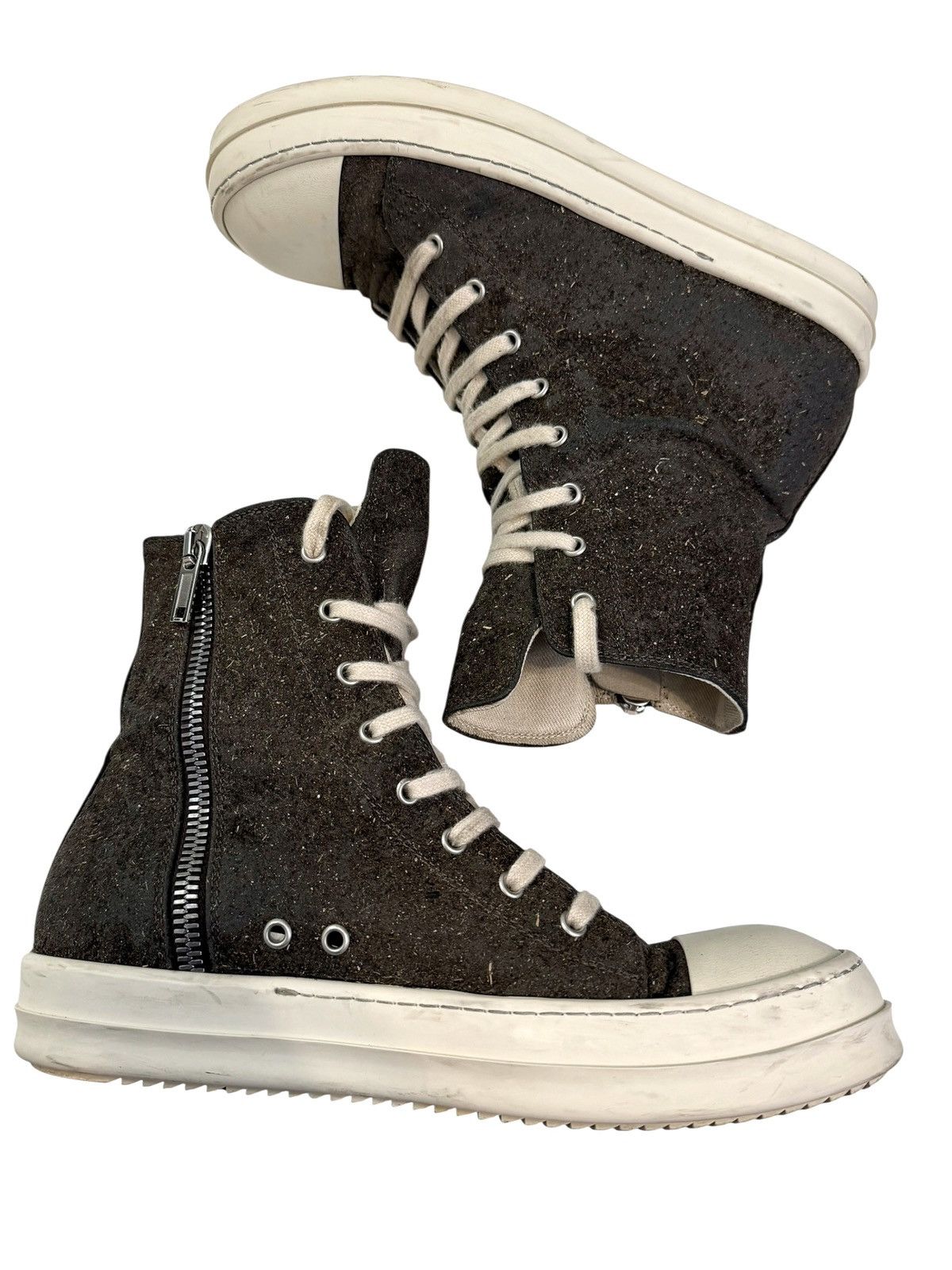 Rick Owens Drkshdw RARE Seaweed Fiber Coated High Brown Ramones Size US 9 / EU 42 - 3 Thumbnail