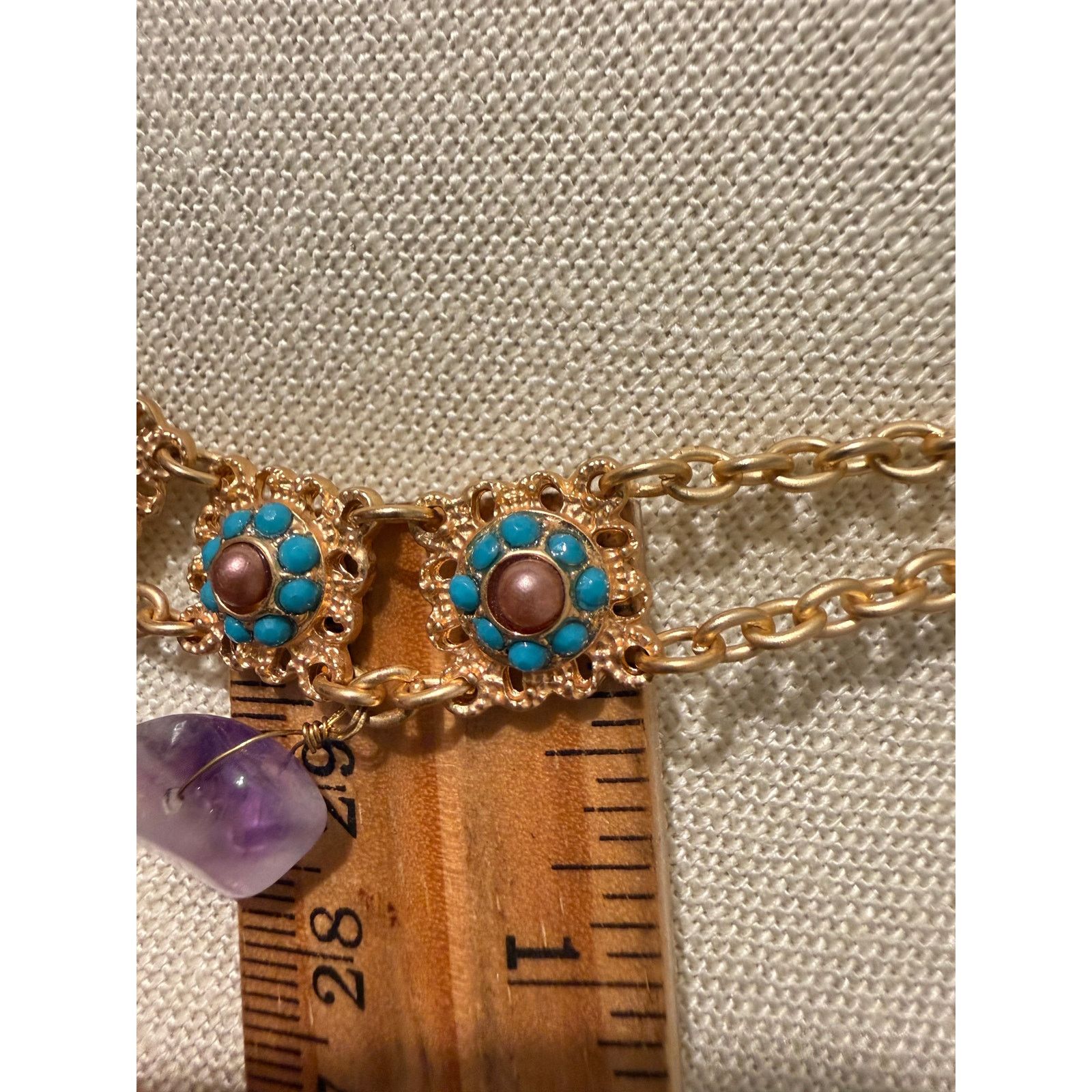 Other Vintage Gold Tone Genuine Amethyst Necklace Size ONE SIZE - 4 Thumbnail