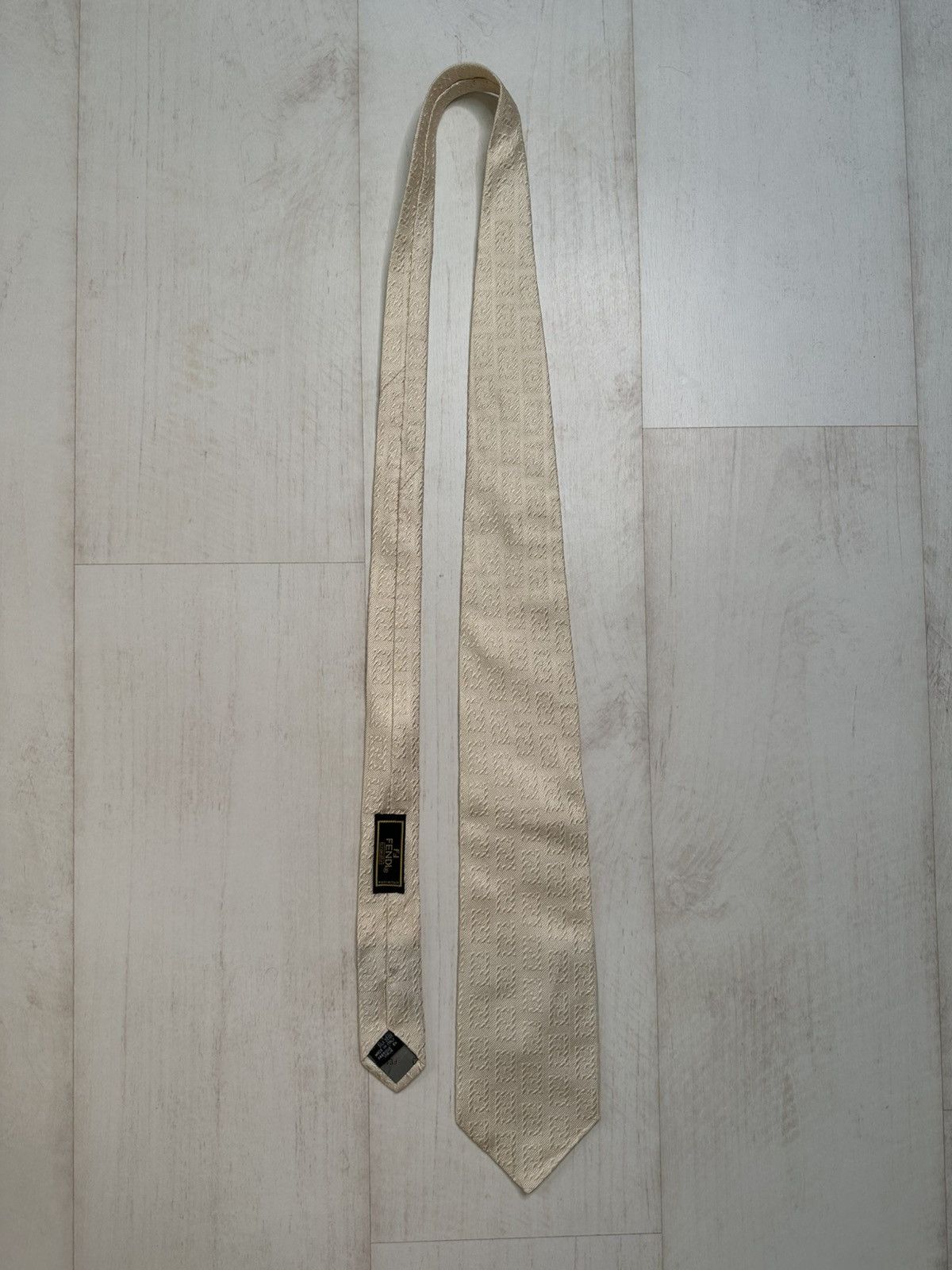 Designer × Fendi × Vintage Fendi monogram ecru tie Size ONE SIZE - 1 Thumbnail