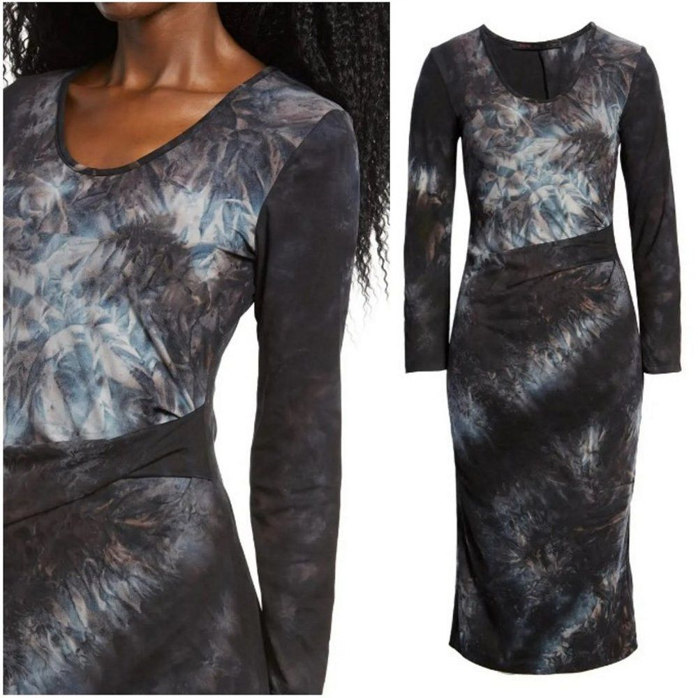 Other NWT New $96 FRAICHE BY J Tie Dye Pleat Long Sleeve Midi Dre Size L / US 10 / IT 46 - 1 Thumbnail
