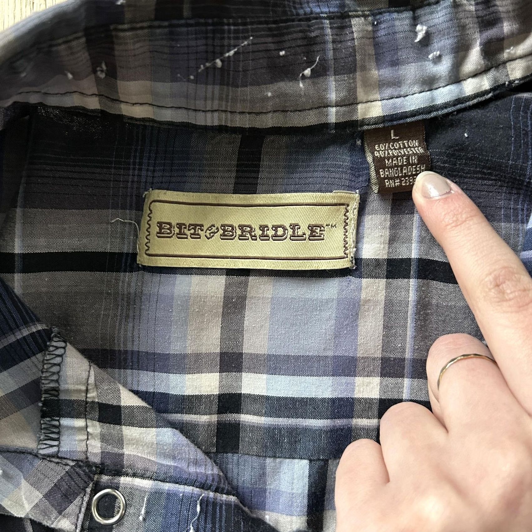 Vintage Bit & Bridle Shirt Mens L Plaid Long Sleeve Western Pearl Snap Button Up Size US L / EU 52-54 / 3 - 2 Thumbnail