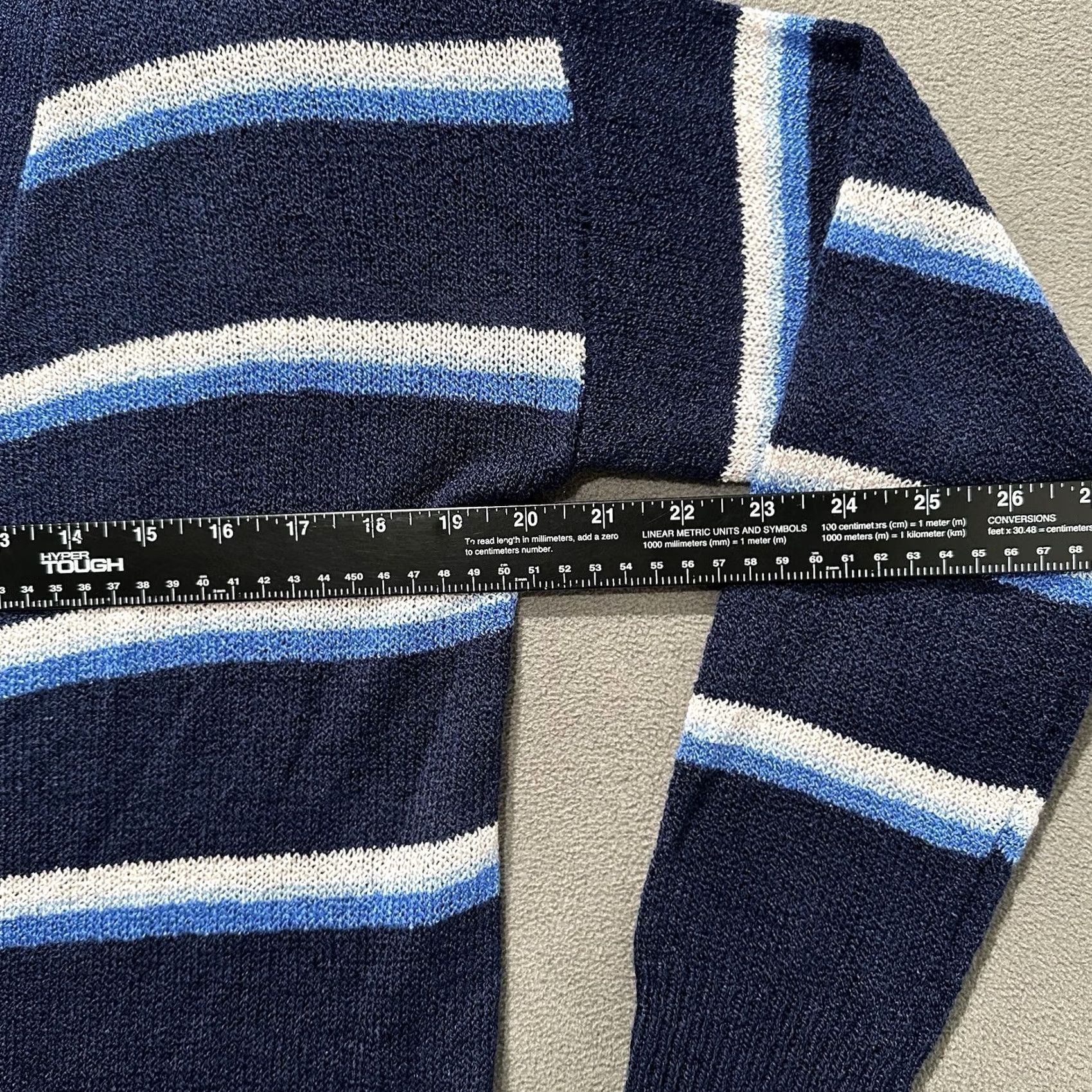 Vintage SO Cardigan Sweater Womens Medium Blue Striped Knit Open Front Pockets Flowy EUC Size M / US 6-8 / IT 42-44 - 6 Thumbnail