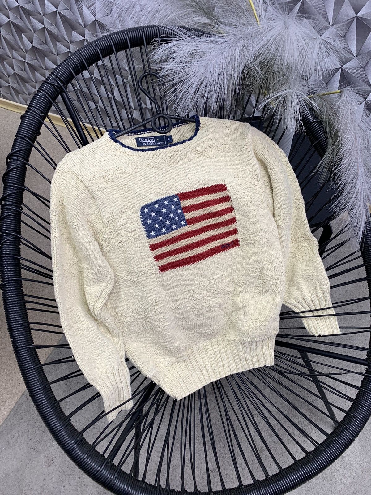 Polo Ralph Lauren × Ralph Lauren RALPH LAUREN KNITTED USA LOGO SWEATER JUMPER Size L / US 10 / IT 46 - 1 Thumbnail