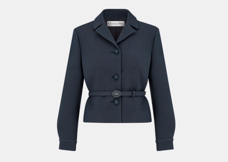 Dior o1w1db11124 Wool Cropped Jacket in Navy Blue Size M / US 6-8 / IT 42-44 - 1 Thumbnail