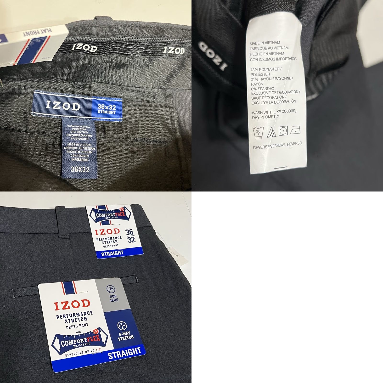 Izod IZOD Dress Pants Men's 36x32 Gray Dark Performance Stretch Comfort Straight NWT Size US 36 / EU 52 - 8 Thumbnail
