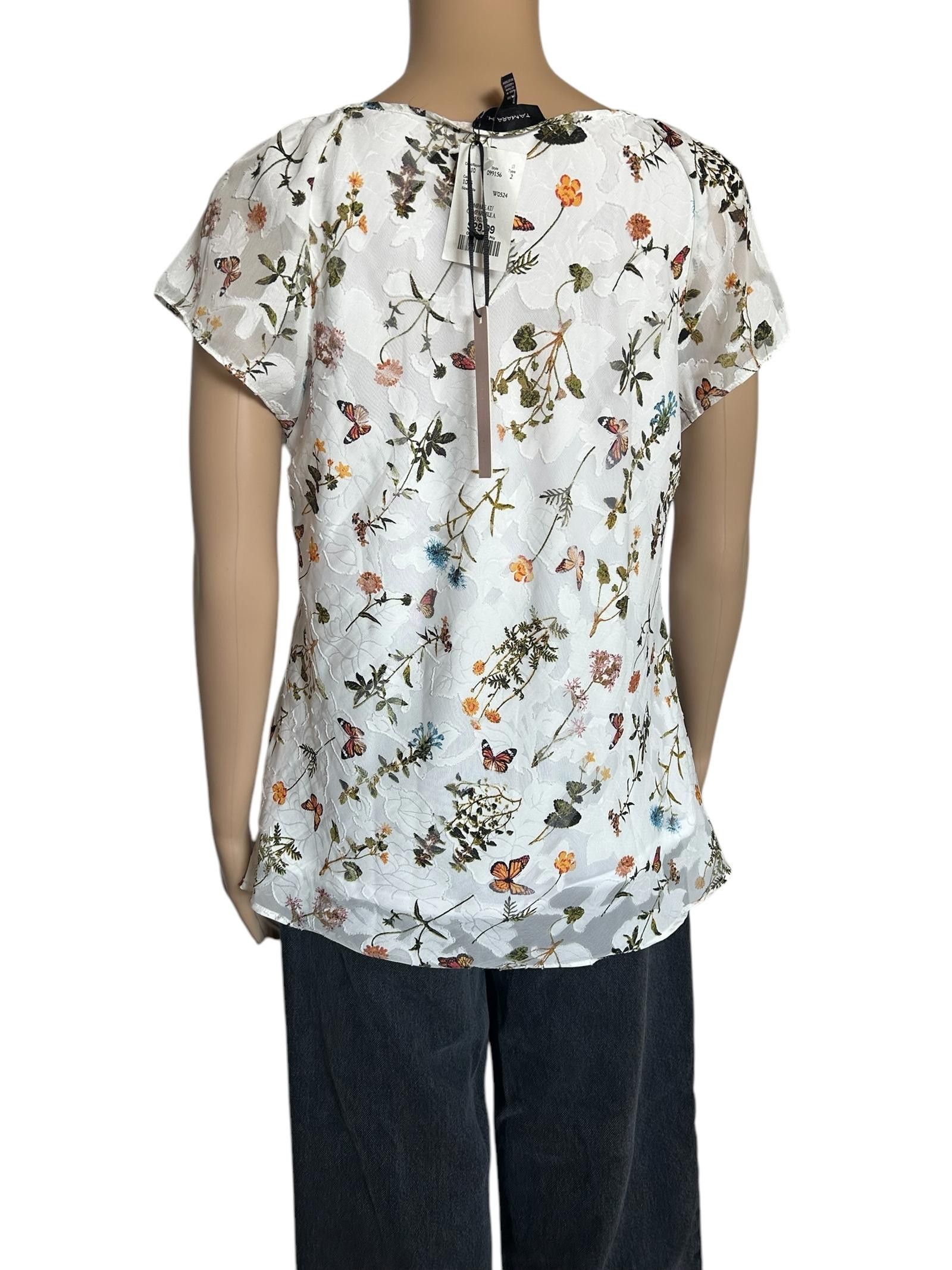 Designer Charming Floral Cap Sleeve Top by Compari Size M / US 6-8 / IT 42-44 - 2 Thumbnail