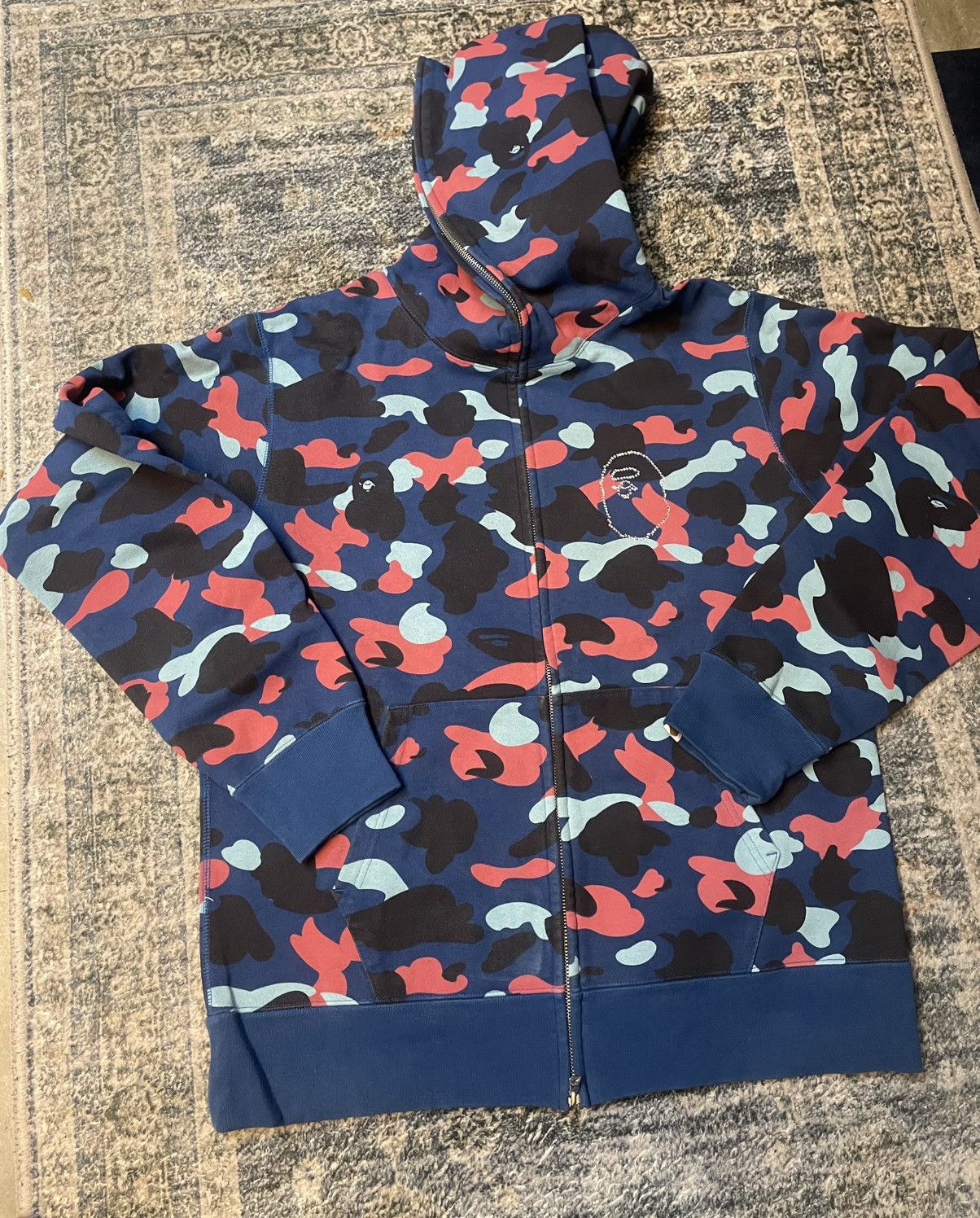 A Bathing Ape Bape Hoodie Blue Multi Camo