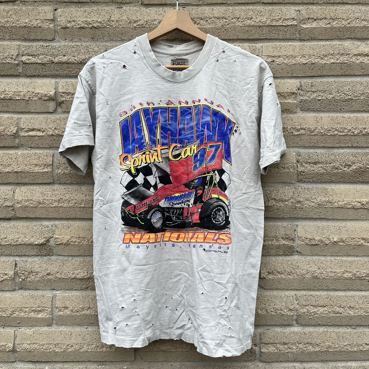Vintage Vintage 90s JAYHAWK NATIONALS sprint car Kansas Racing shirt Size US M / EU 48-50 / 2 - 1 Thumbnail