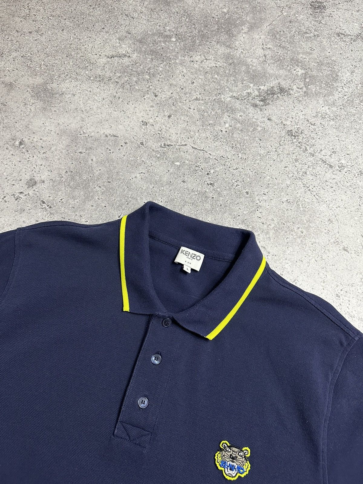 Kenzo Kenzo Paris Embroidered Tiger Logo Polo Shirt Navy Blue Size US L / EU 52-54 / 3 - 7 Thumbnail