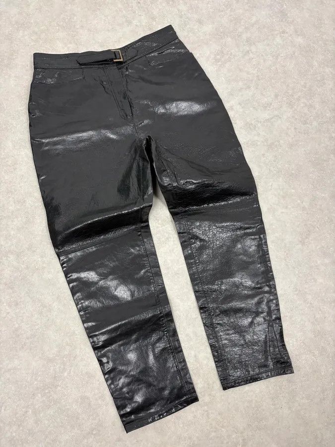 Vintage 2000s Vintage Artisanal Belted Leather Pants Size US 33 - 5 Thumbnail