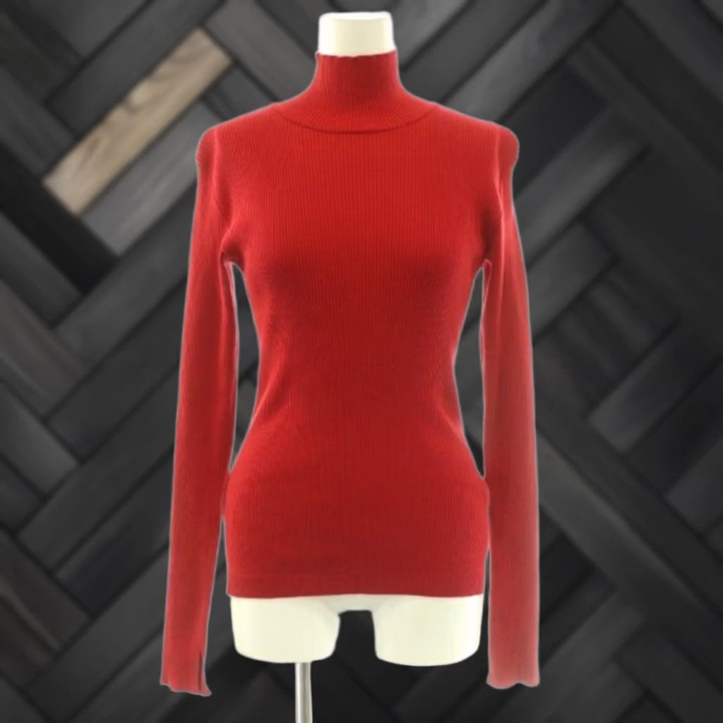 Ron Herman Auralee Giza Rib Turtle Neck Top Knit Sweater White 22 Regular Women