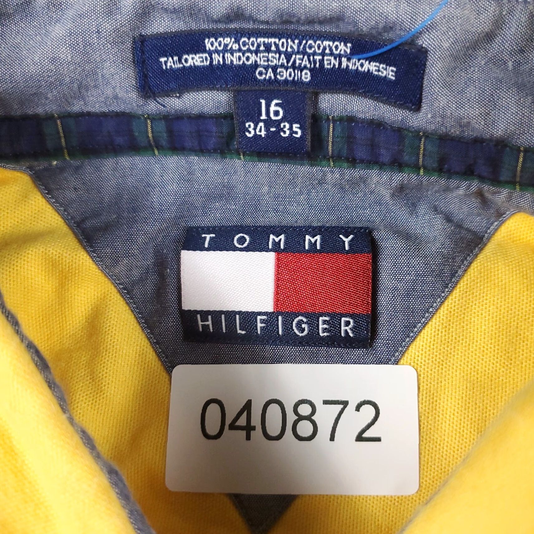 Tommy Hilfiger Tommy Hilfiger Dress Shirt Mens 16 Yellow Long Sleeve Button Up Cotton Classic Preppy American Mens Size US L / EU 52-54 / 3 - 8 Thumbnail