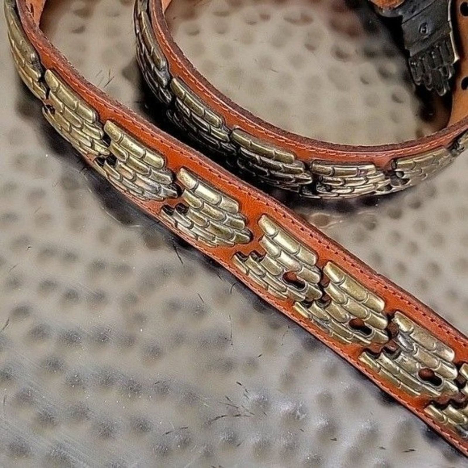 Vintage ACCENTI Italy Metal Brass Links Cobra Snake Belt Leather Size ONE SIZE - 8 Thumbnail
