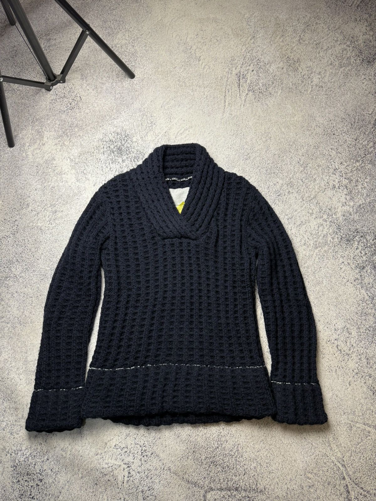 H&M × Maison Margiela Maison Margiela H&M Cable Knit V-Neck Wool Sweater Jumper Size US S / EU 44-46 / 1 - 14 Thumbnail