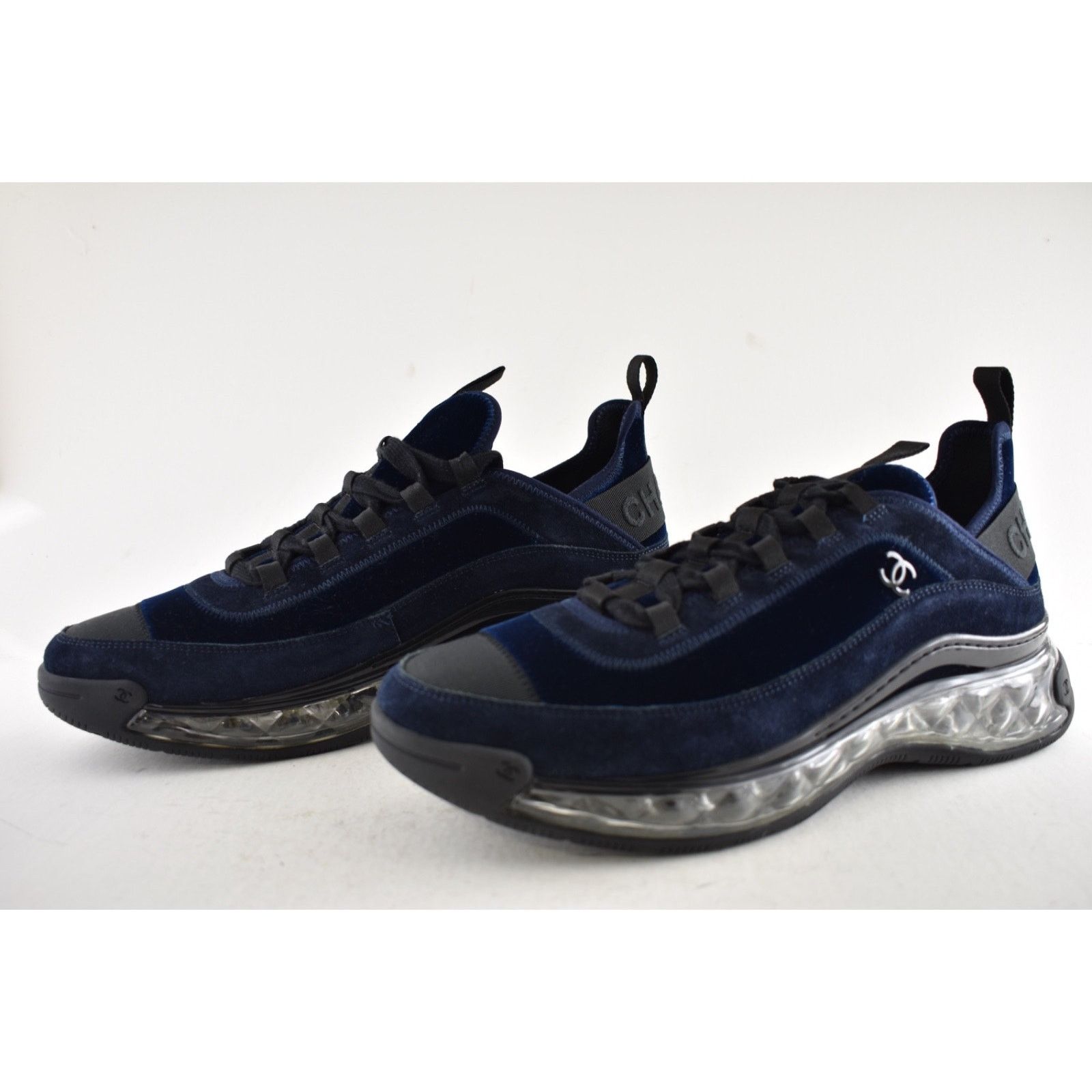 Chanel Chanel 20A Mens Blue Velvet Black CC Trainer Sneaker 44 11 Size US 11 / EU 44 - 10 Thumbnail