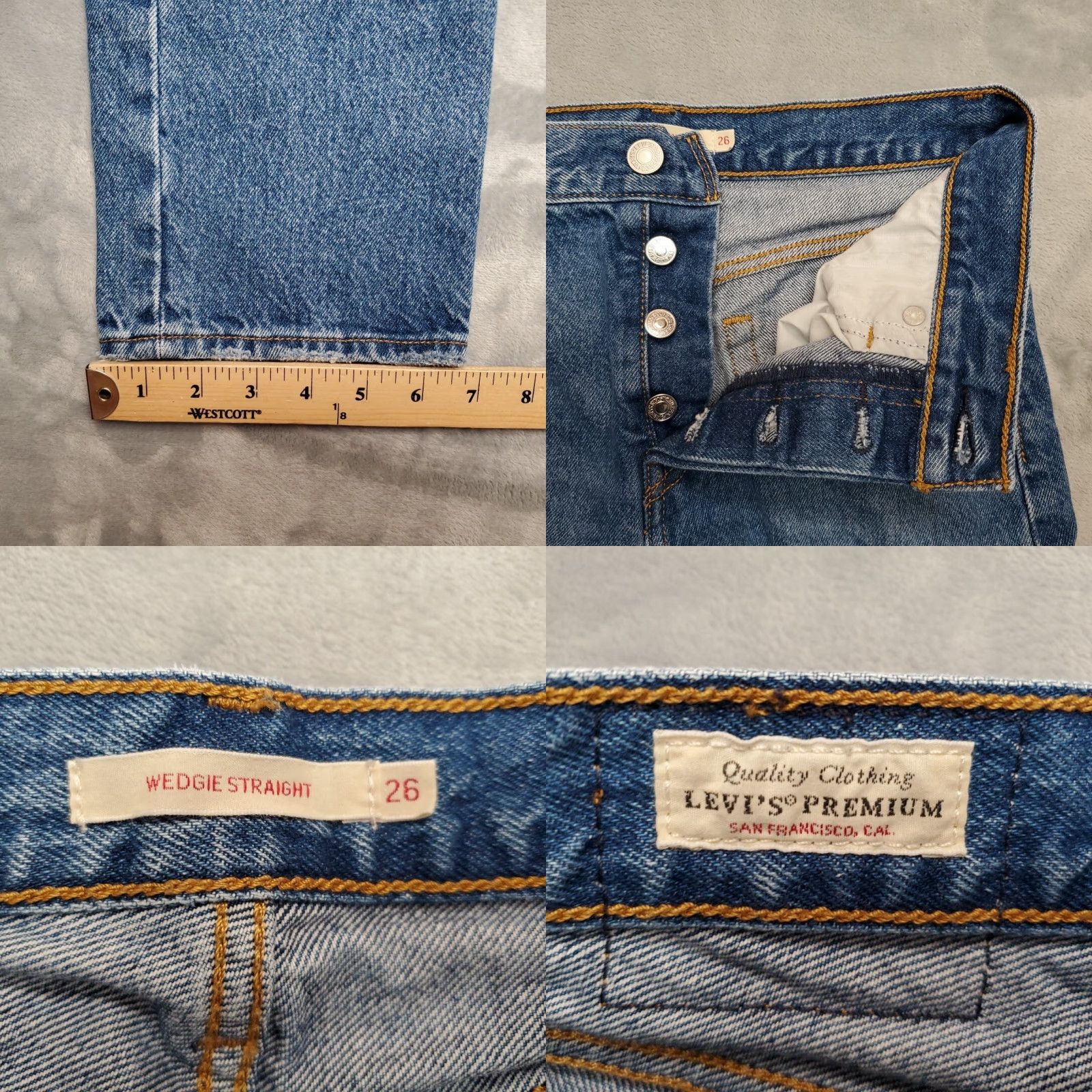 Denime VINTAGE Levis Premium Jeans Womens 26 Blue Denim Wedgie Straight Leg Button Fly Pants Size 26" / US 2 / IT 38 - 9 Thumbnail