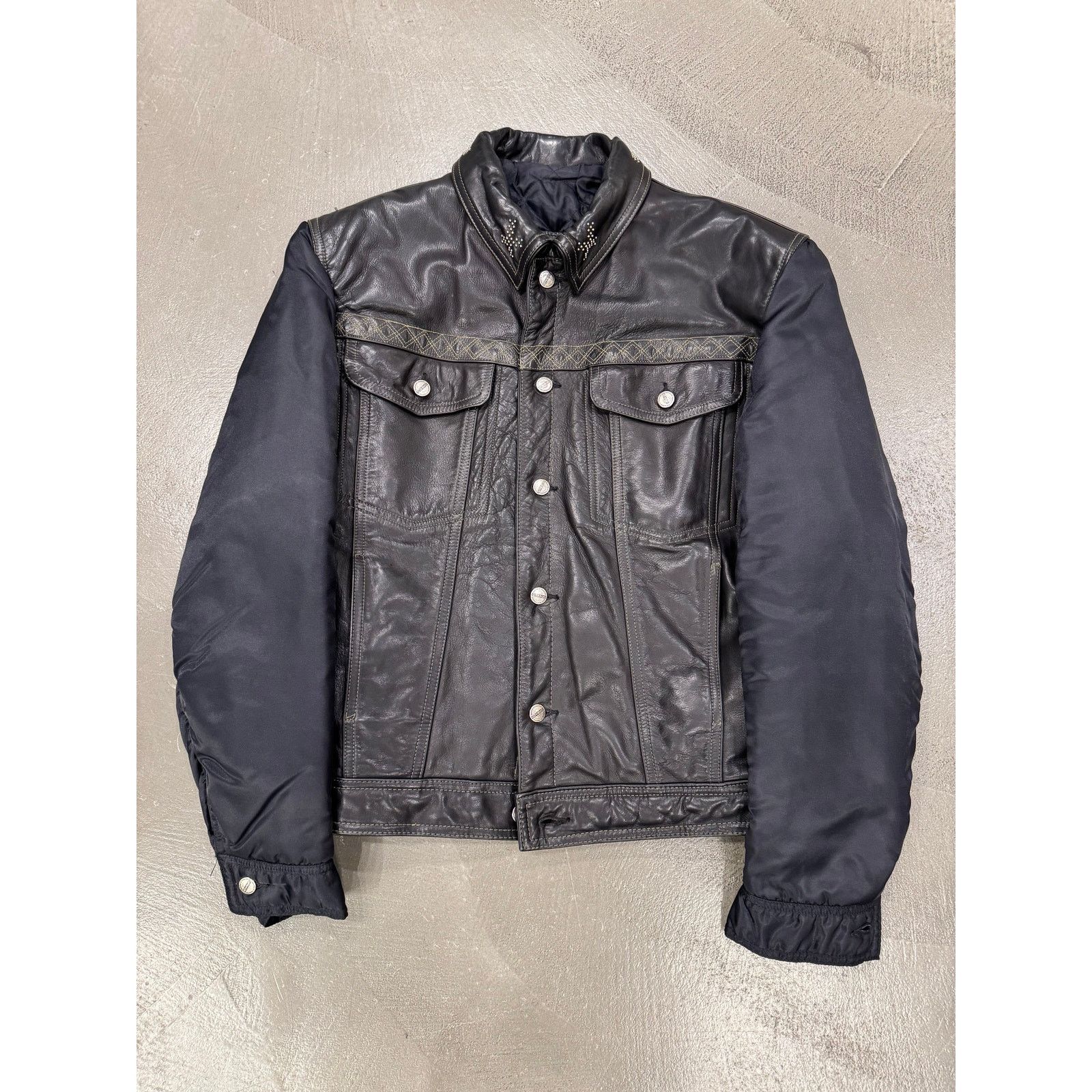 Marithe + Francois Girbaud 1980s Marithe Francois Girbaud hybrid leather jacket Size US XL / EU 56 / 4 - 3 Thumbnail