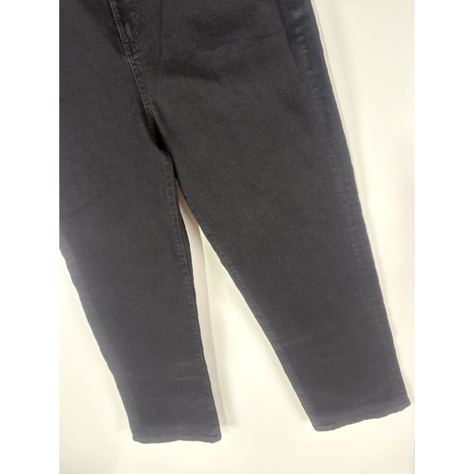 Loft VINTAGE The Loft Women's Dark Wash Faux Leather Trim Hi-Rise Straight Jeans Size 10 Fall 90s Punk Grunge Size ONE SIZE - 3 Thumbnail
