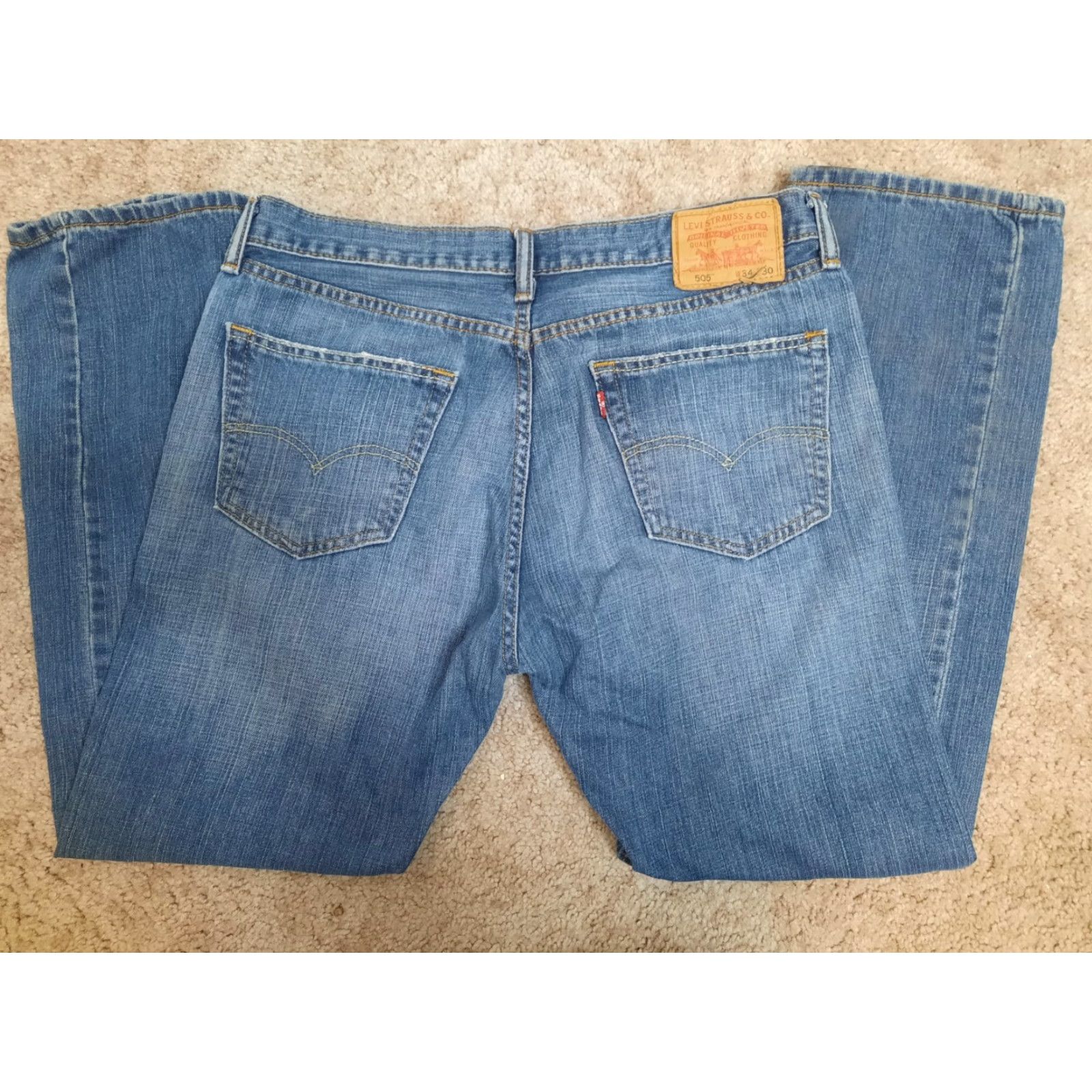 Levi's Levi's 505 Stone Wash Denim Blue Jeans Regular Straight Mens 34x30 Blue Size US 34 / EU 50 - 3 Thumbnail